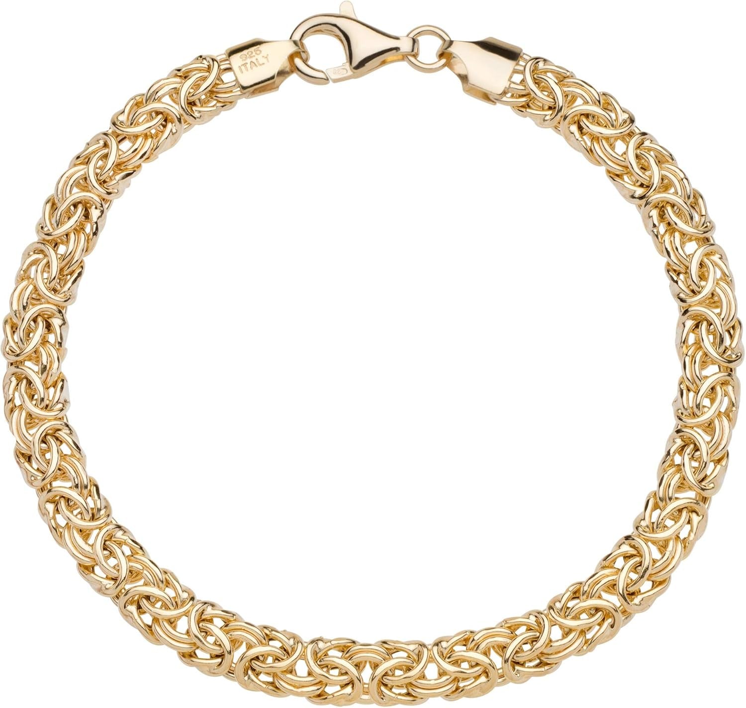 Italian 18K Gold over 925 Sterling Silver Byzantine Bracelet for Women Handmade in Italy