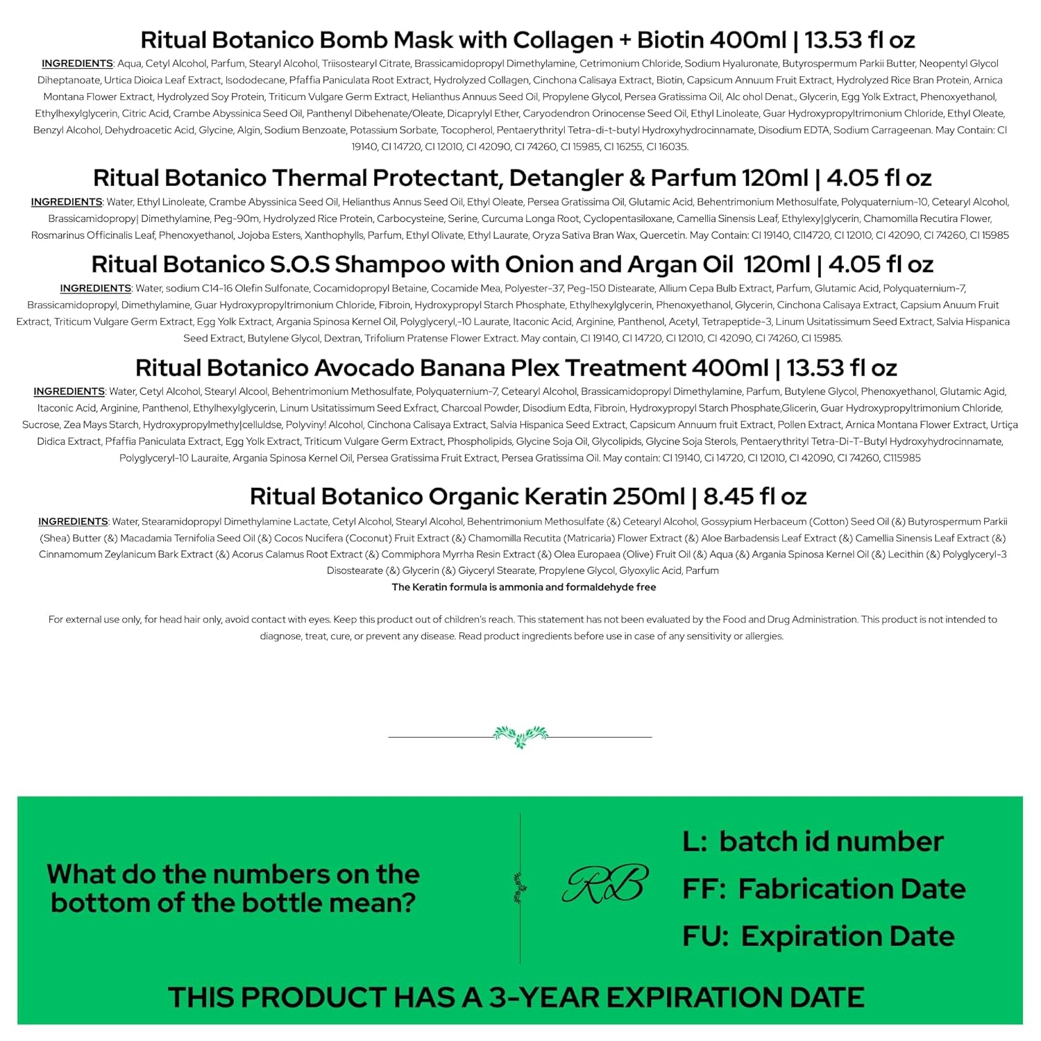 Ritual Botánico Keratina Orgánica | Treatment to Straighten, Repair and Relax Hair | All Natural, Organic & Vegan Ingredients | Product of Colombia | 6 Piece Kit