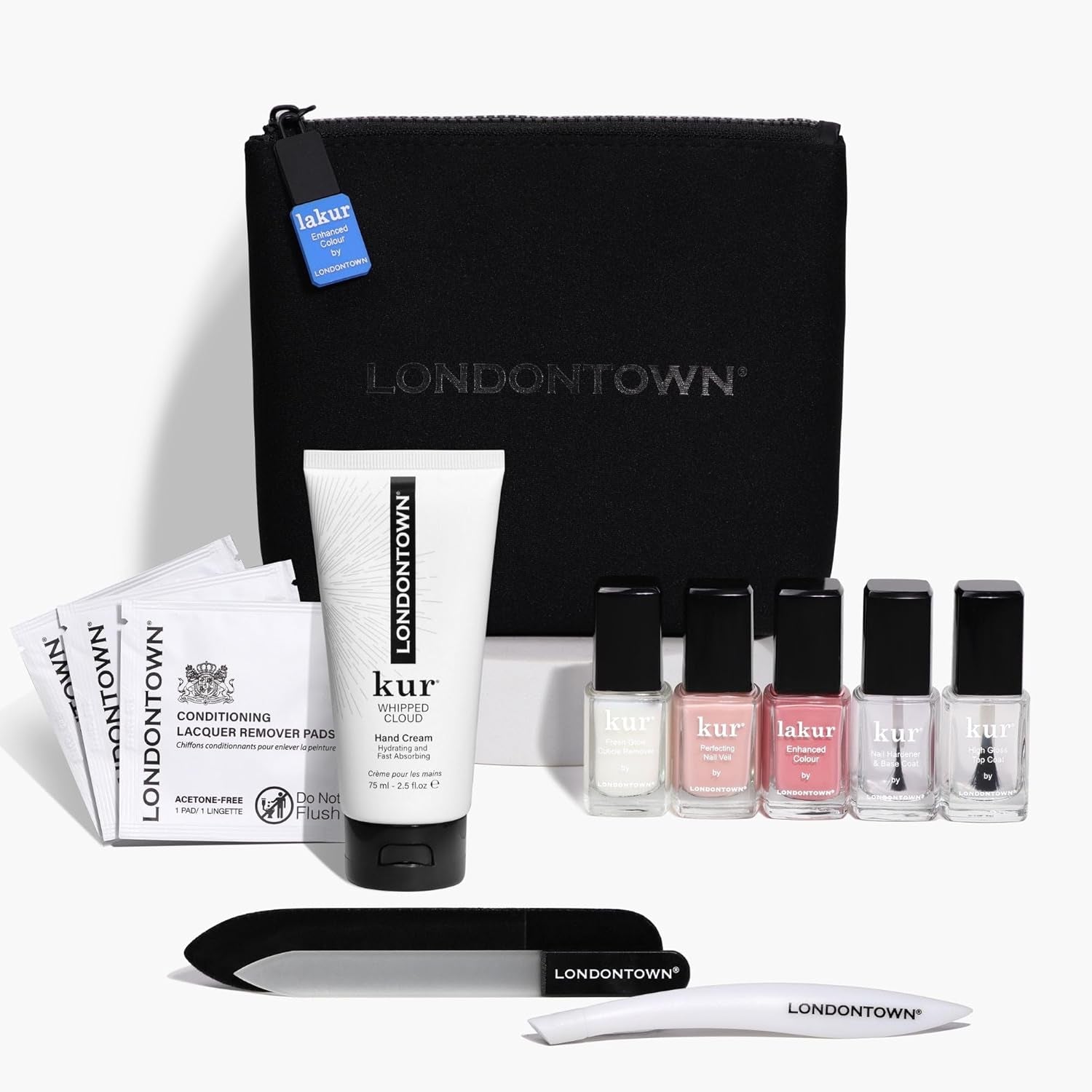 Discovery Set, Vegan Chip-Resistant Long-Lasting Nail Lacquer, Whipped Cloud Hand Cream, 2.5 Fl Oz, Conditioning Lacquer Remover Pads.