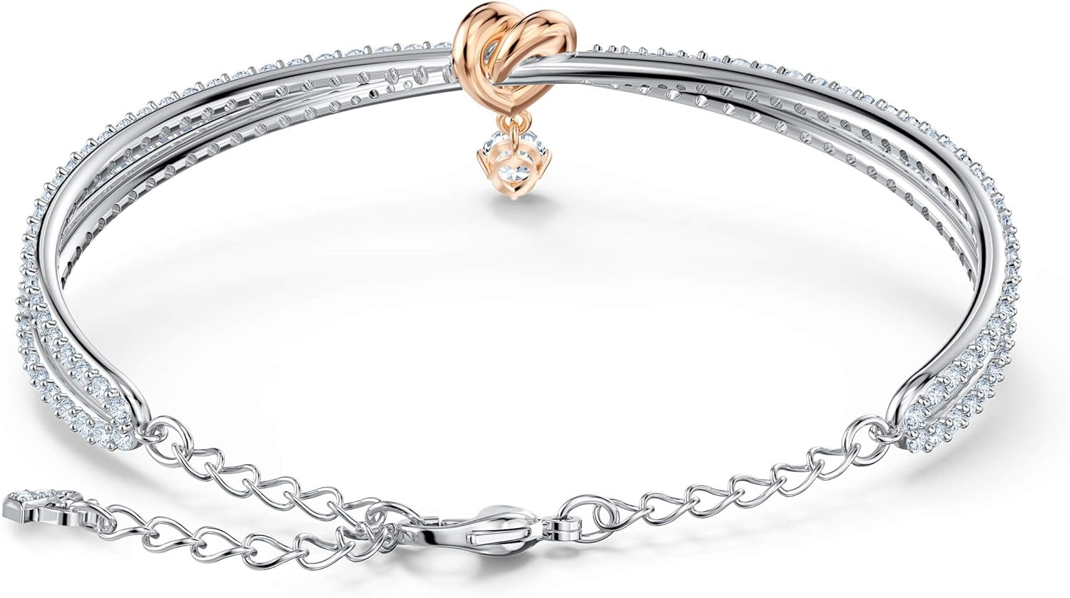 Lifelong Heart Necklace, Earrings, and Bracelet Crystal Jewelry Collection, Rose Gold & Rhodium Tone Finish