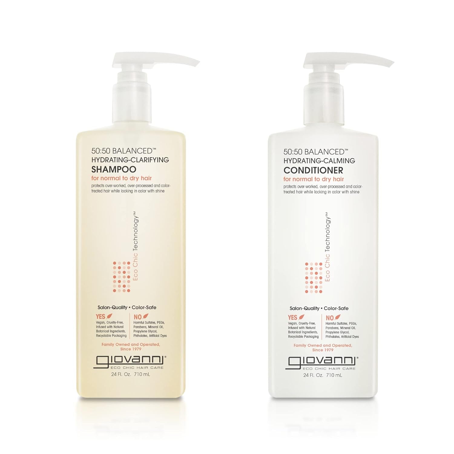 50:50 Balanced Shampoo & Conditioner Set - Hydrating, Clarifying, & Calming to Clean & Moisturize, for Over-Processed Hair, Salon Quality, No Parabens, Cruelty Free, Color Safe - 24 Oz Each