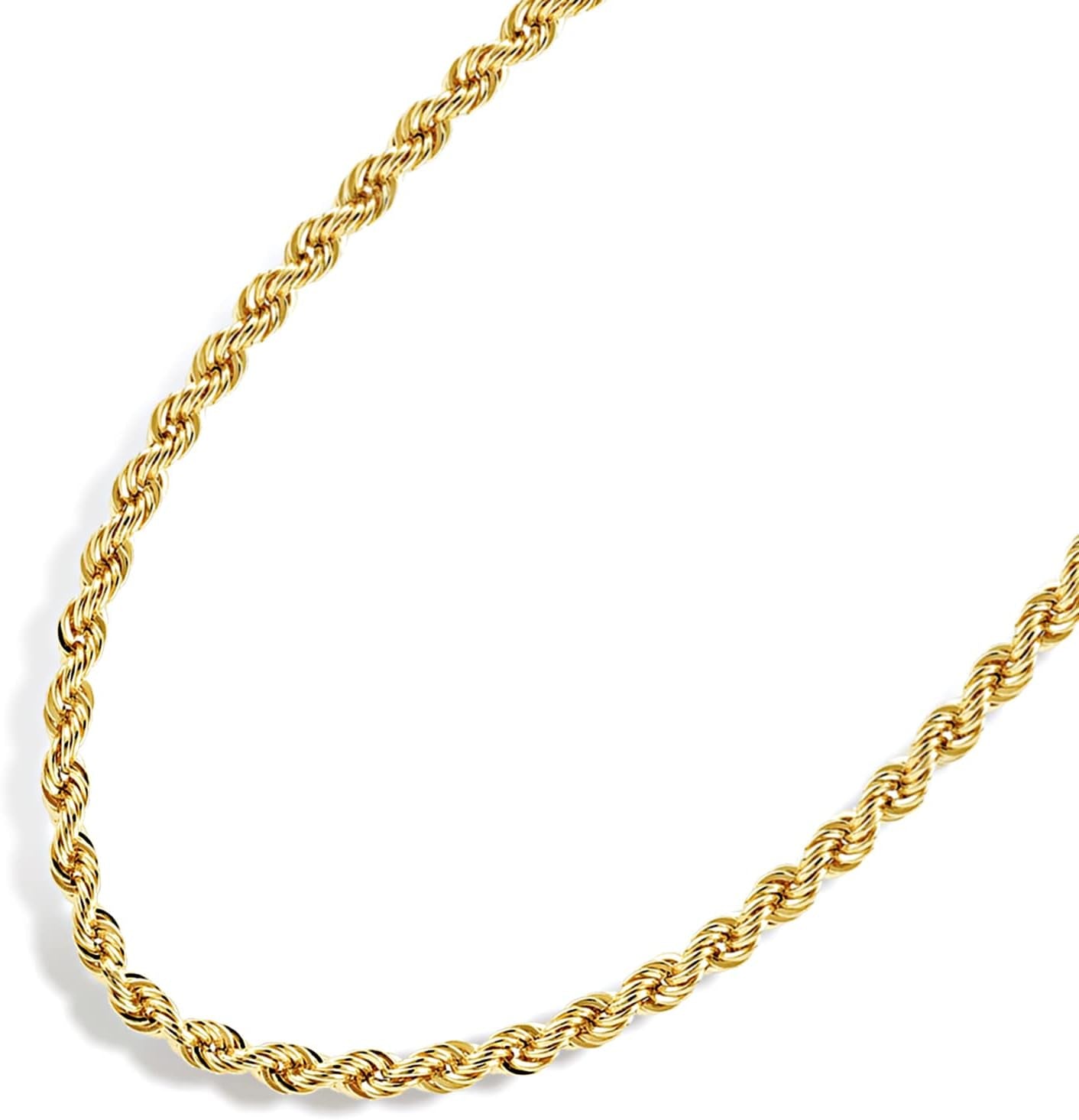 Gold Chain Necklace Collection - 14K Solid Yellow Gold Filled Rope Chain Necklaces for Women and Men with Different Sizes (2.1Mm, 2.7Mm, or 3.8Mm)