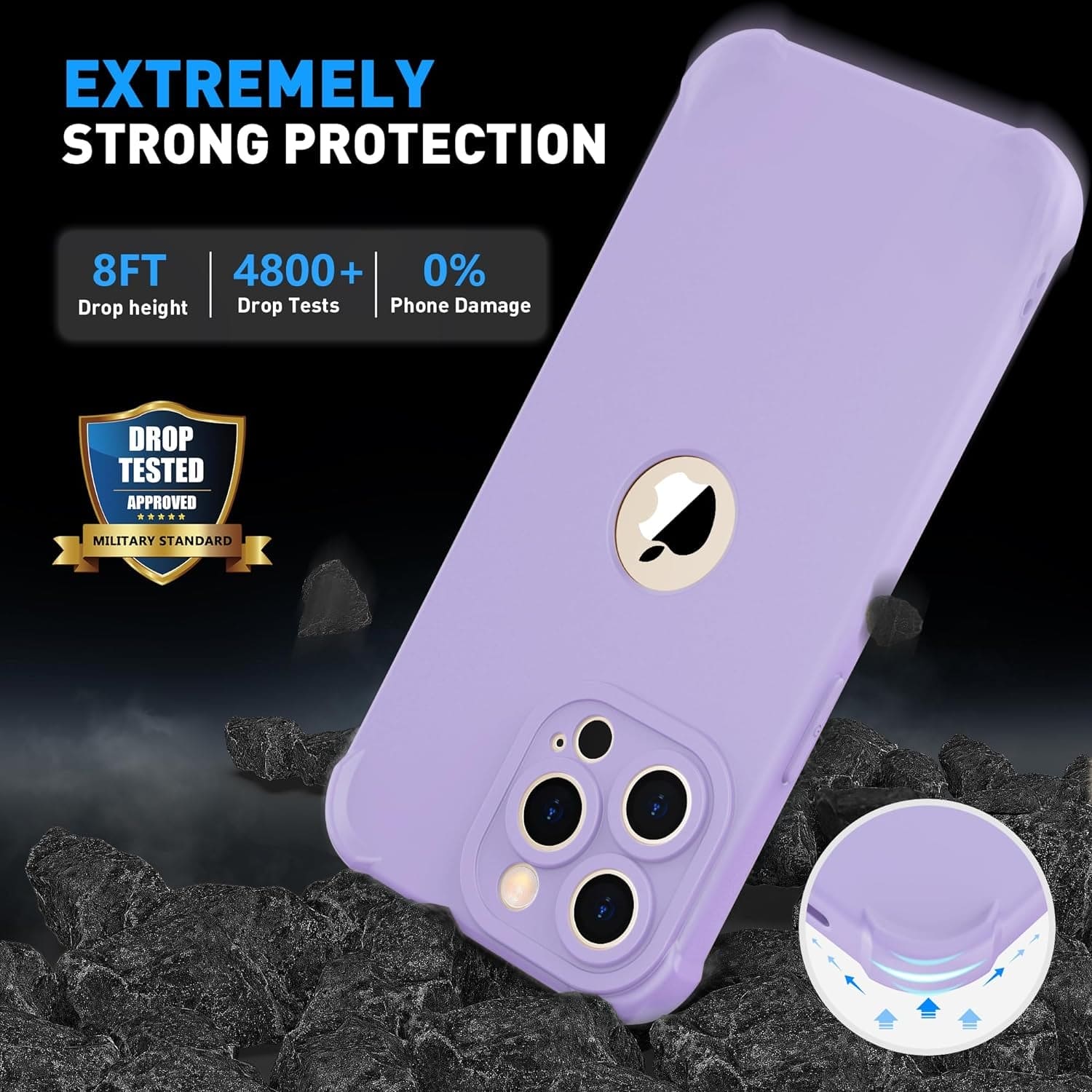 for Iphone 13 Pro Max Case, with [2 X Screen Protectors] [10 Ft Military Grade Drop Test] [Camera Protection] 360° Shockproof Slim Thin Phone Case Iphone 13 Pro Max Cover 6.7" - Light Purple