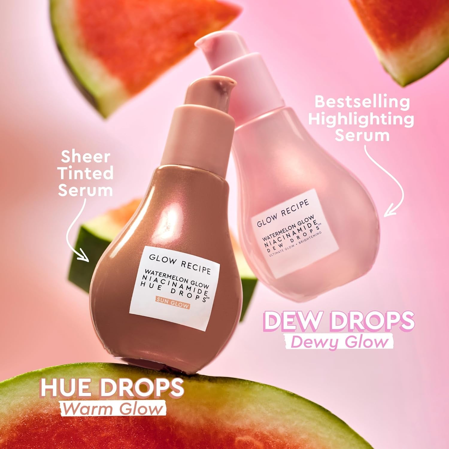 Hue Drops Face Serum - Glow Bronzing Drops + Tinted Serum to Brighten & Hydrate - Skincare Makeup Primer & Highlighter to Blur Pores for a Glowy, Even Skin Tone - Sunglow (30Ml)