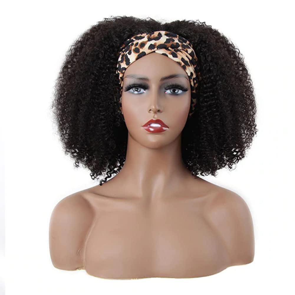 ISEE 16 Inch Afro Kinky Curly Headband Wig | 100% Brazilian Virgin Human Hair, 180% Density