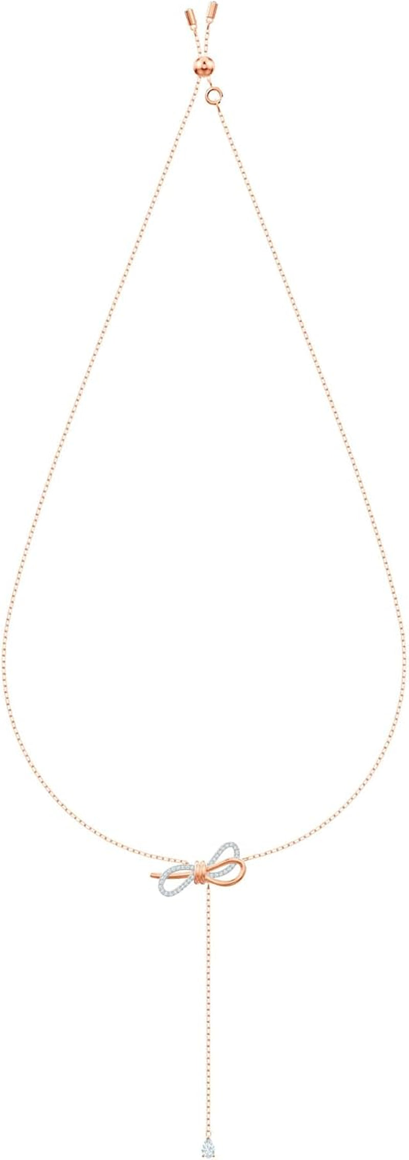 Lifelong Bow Necklace and Bracelet Jewelry Collection, Clear Crystals, Rhodium Finish