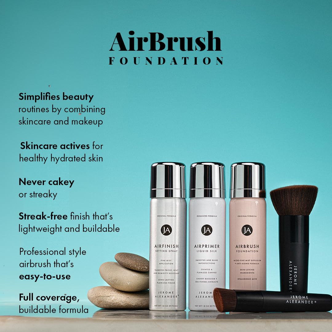 Magicminerals Airbrush Foundation Set by  - Complete 5Pc Spray Makeup Set with Foundation, Primer, and Setting/Finishing Spray - for Smooth, Radiant Skin (Light)