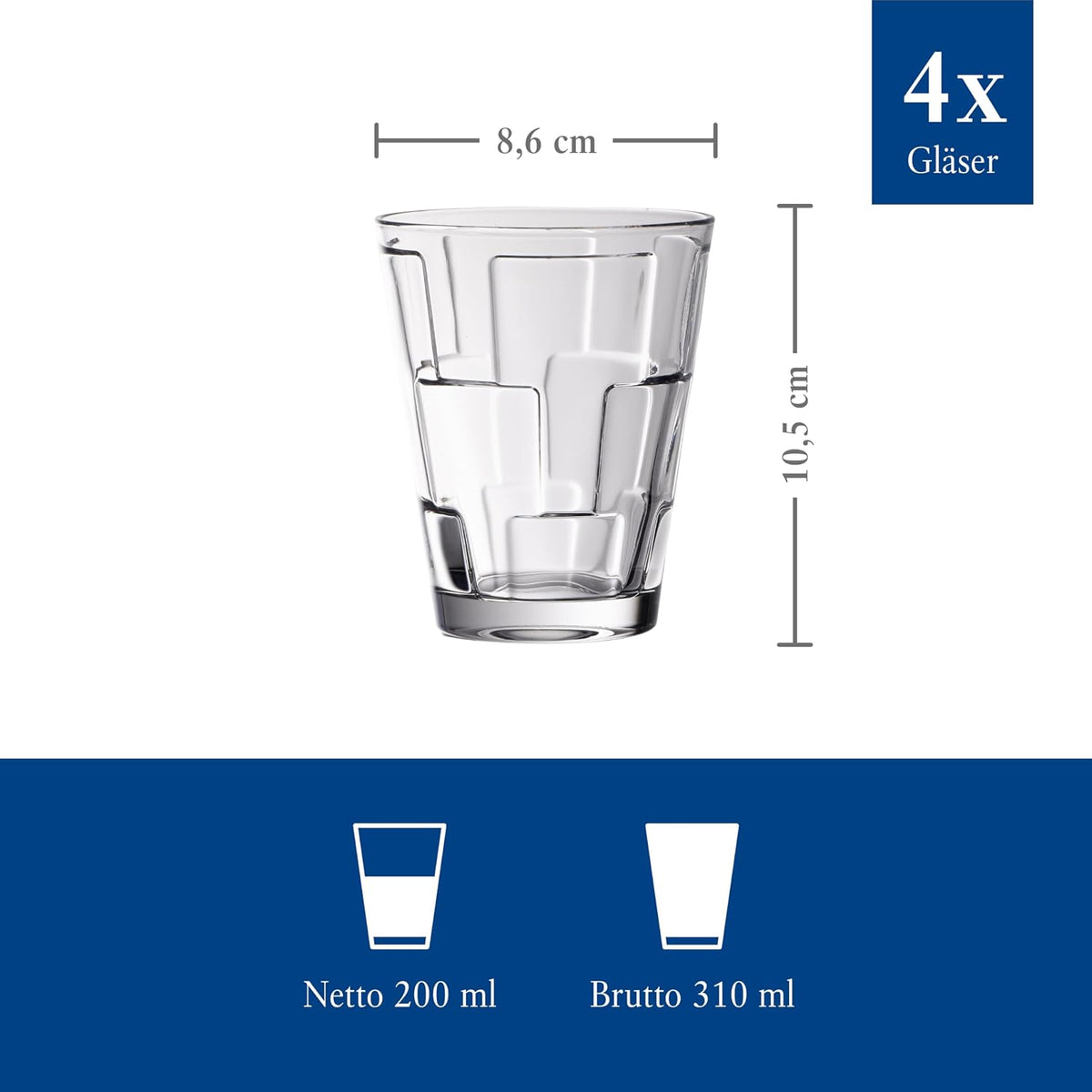 Villeroy & Boch Dressed Up Tumblers | Set of 4, 10.5 oz