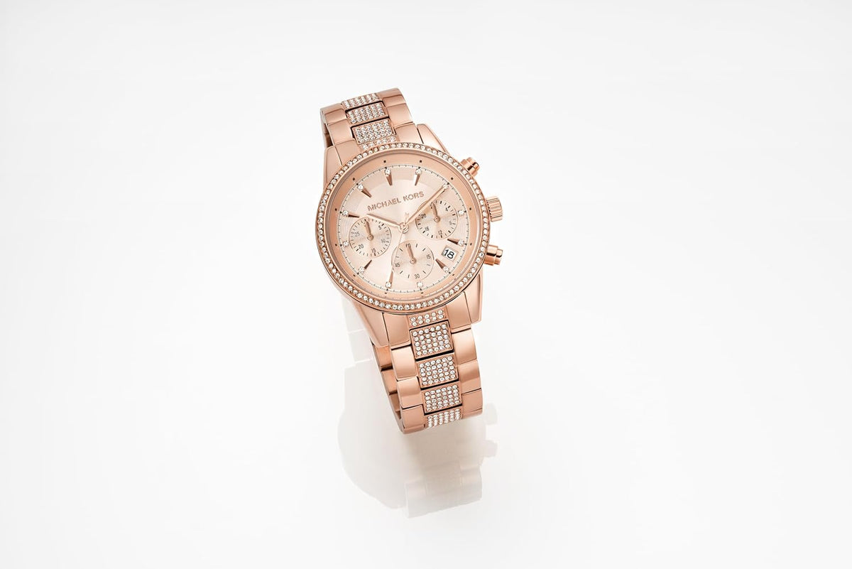 Michael Kors Pavé Chronograph Watch | Rose Gold-Tone, 37mm