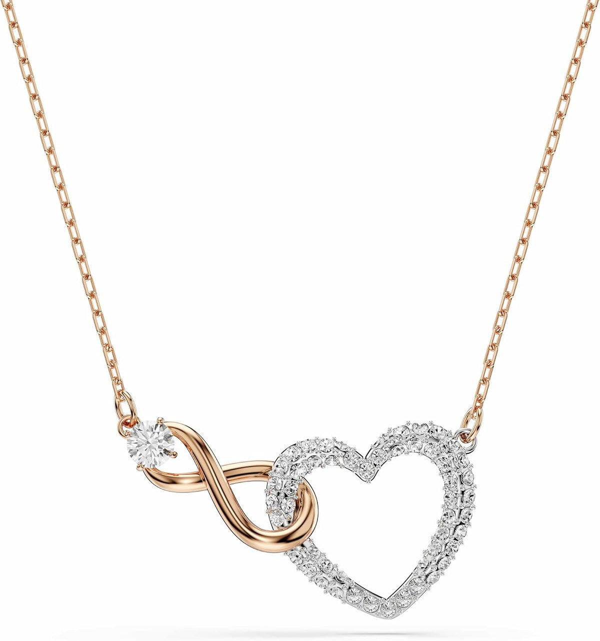 Swarovski Infinity Heart Pendant Necklace | Mixed Metal Finish