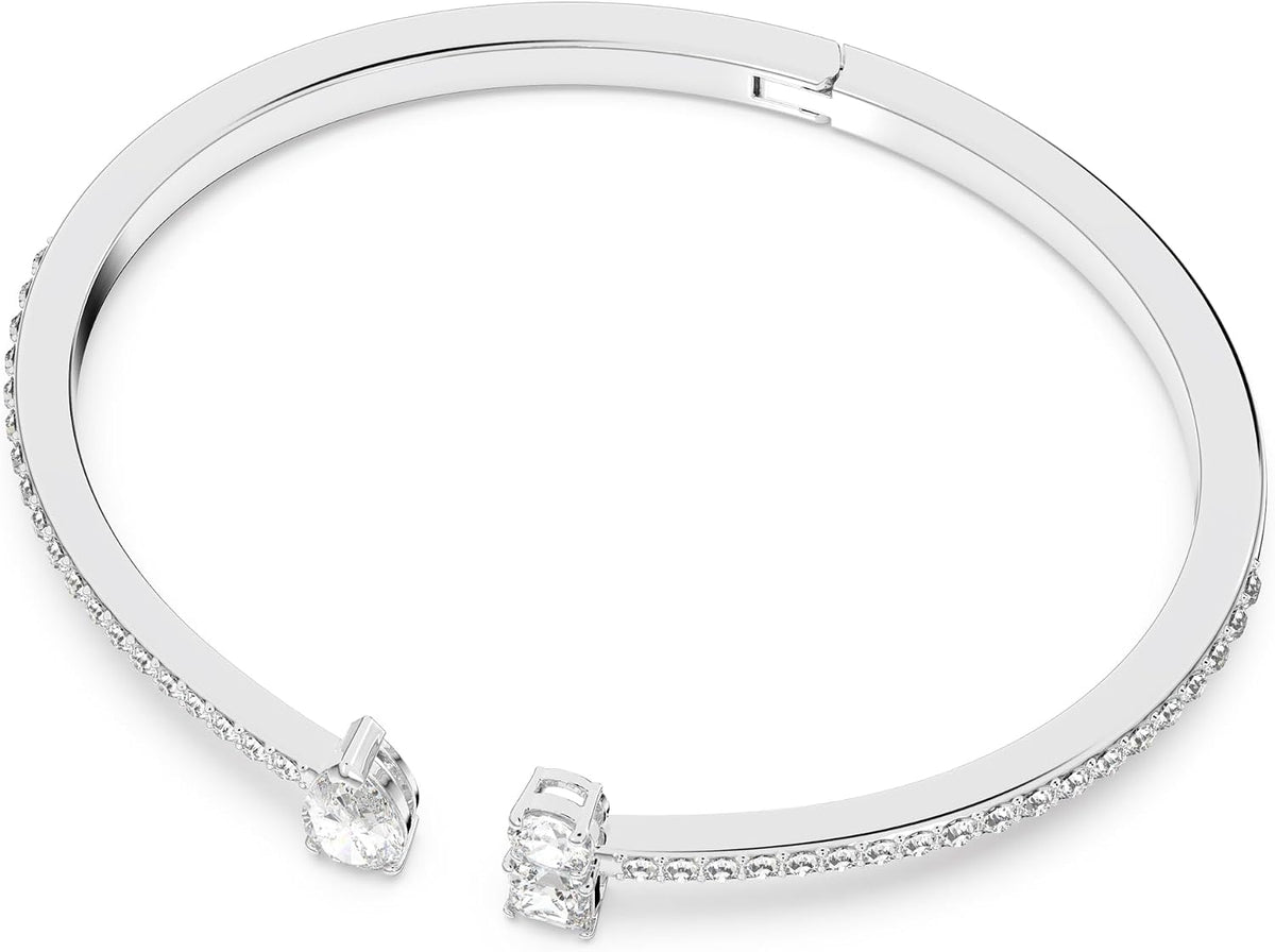 Swarovski Stilla Attract Cuff Bracelet | Size L, Rhodium Finish