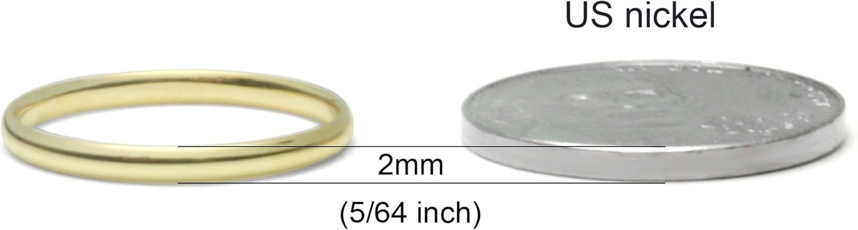 10K White/Yellow/Rose Gold 2MM round Dome Wedding Band Ring