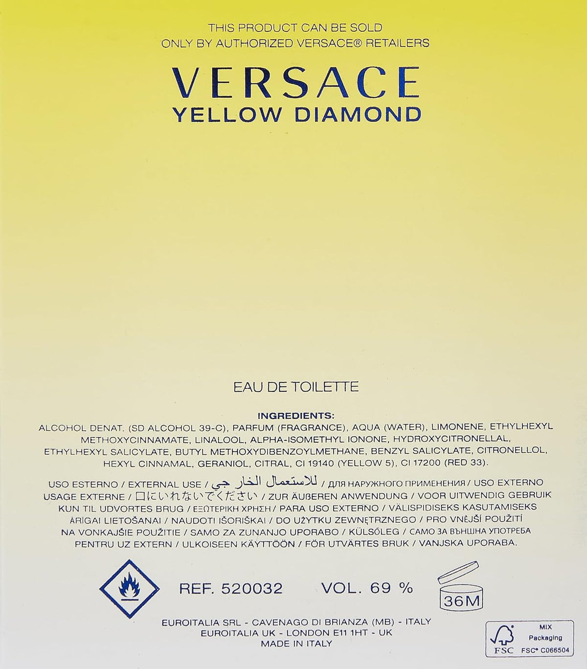 Versace Yellow Diamond Eau de Toilette | 3.0 oz