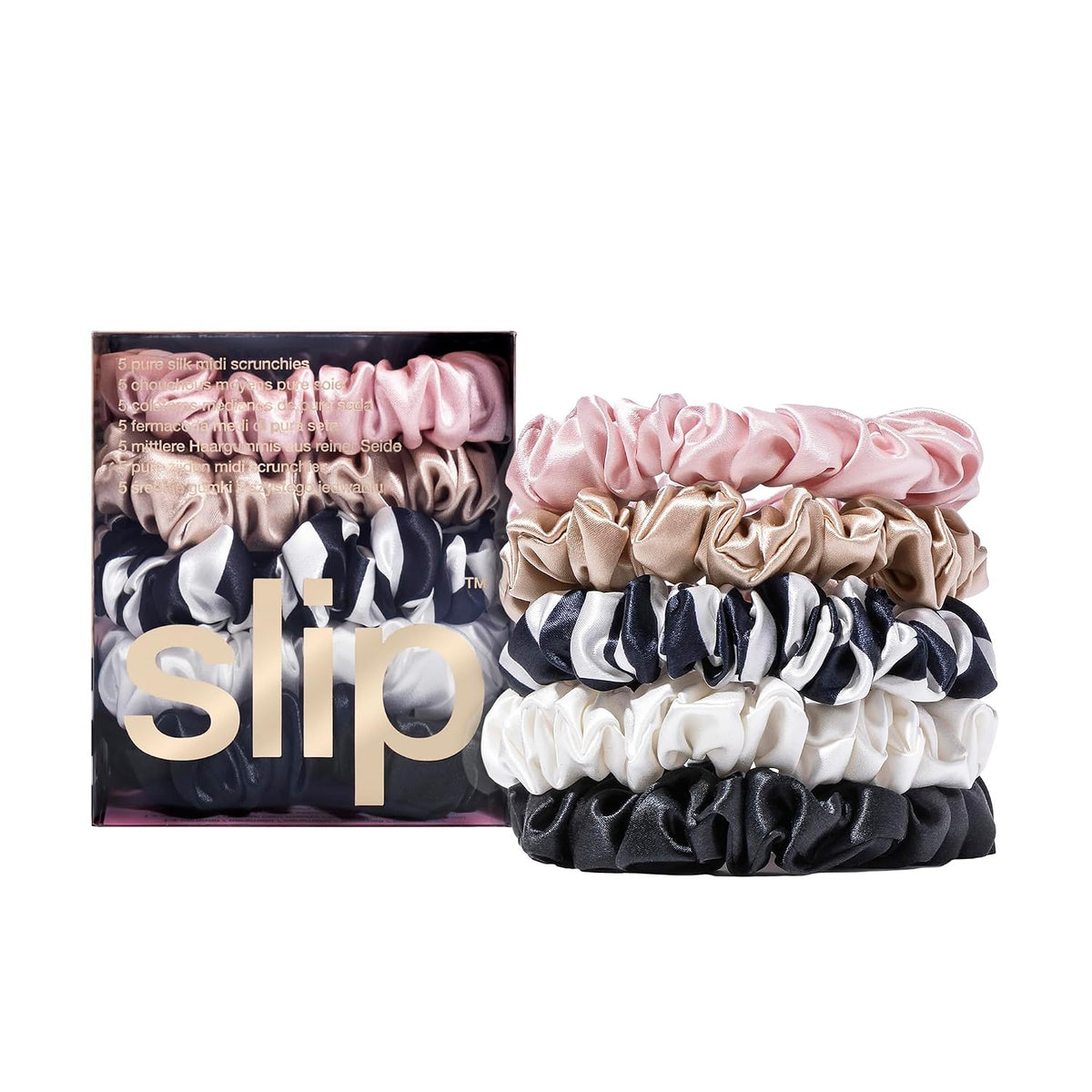 Slip Pure Silk Midi Scrunchies, Original Mix (Set of 5)
