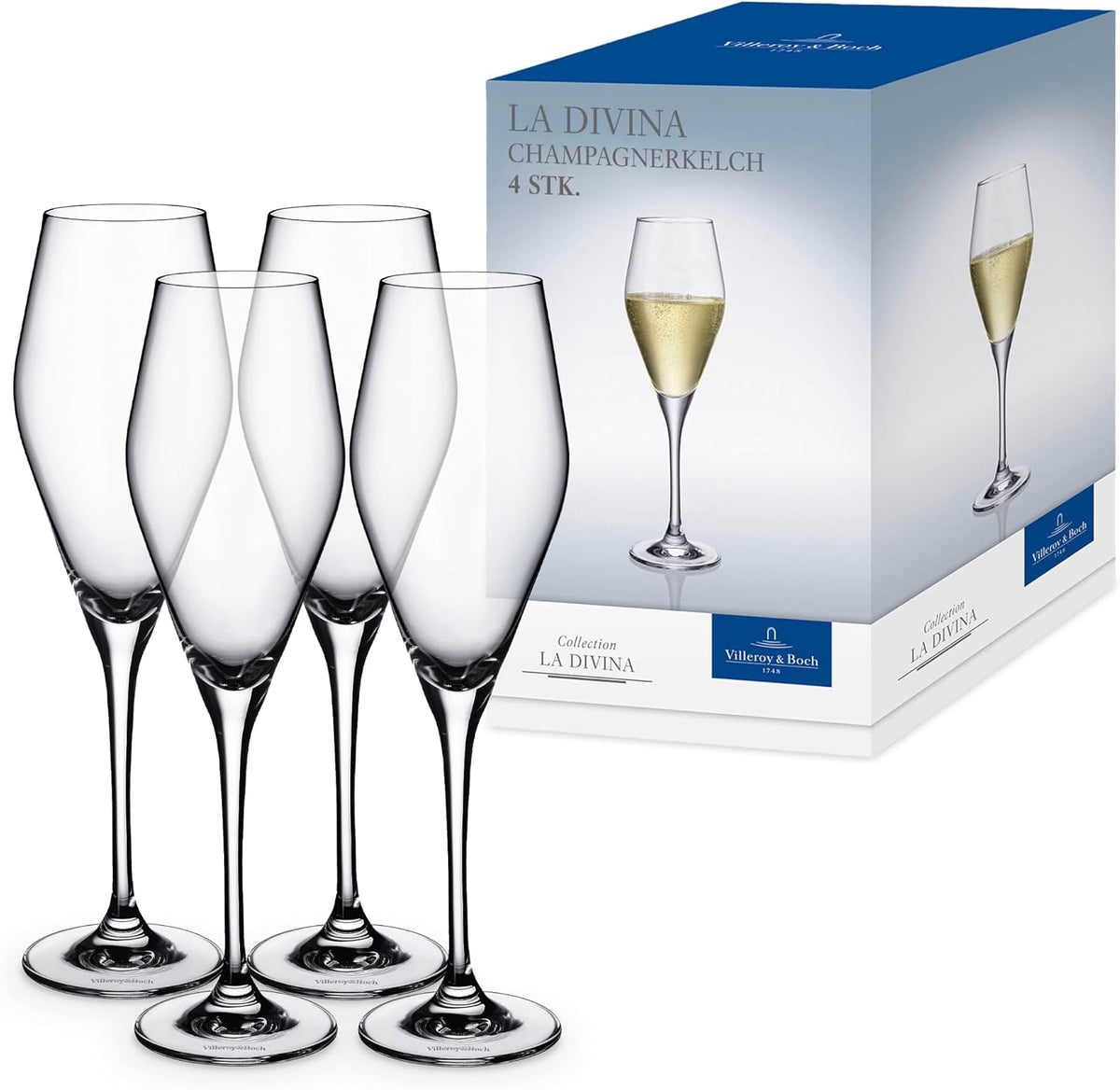 Villeroy & Boch La Divina Champagne Flutes | Set of 4, 4 oz