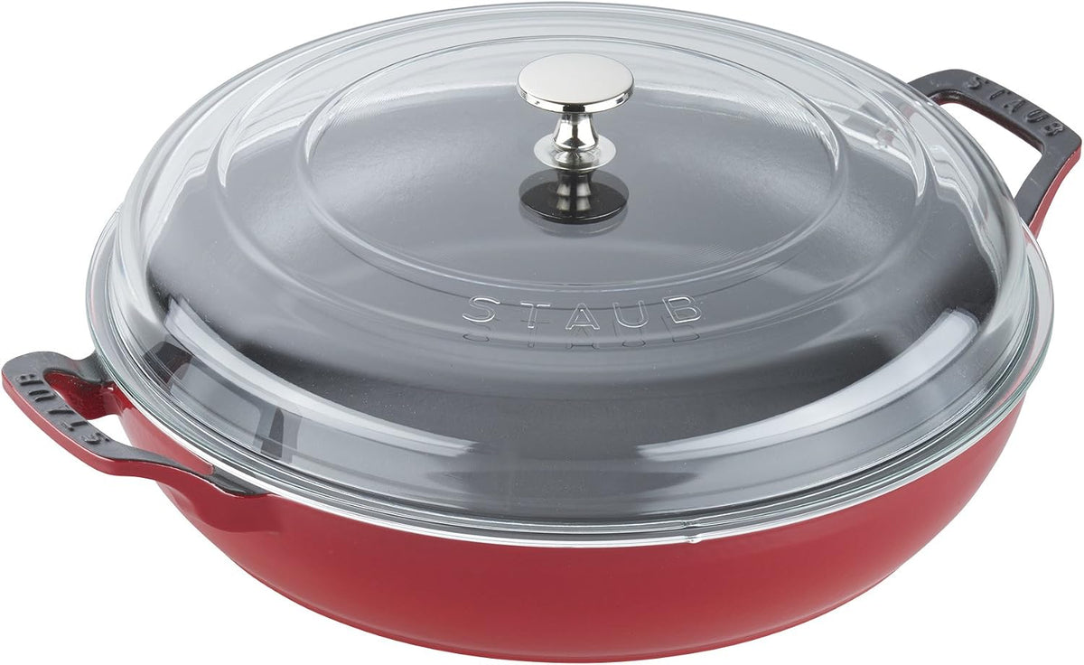Staub Cast Iron Braiser with Glass Lid | 3.5 qt, Cherry