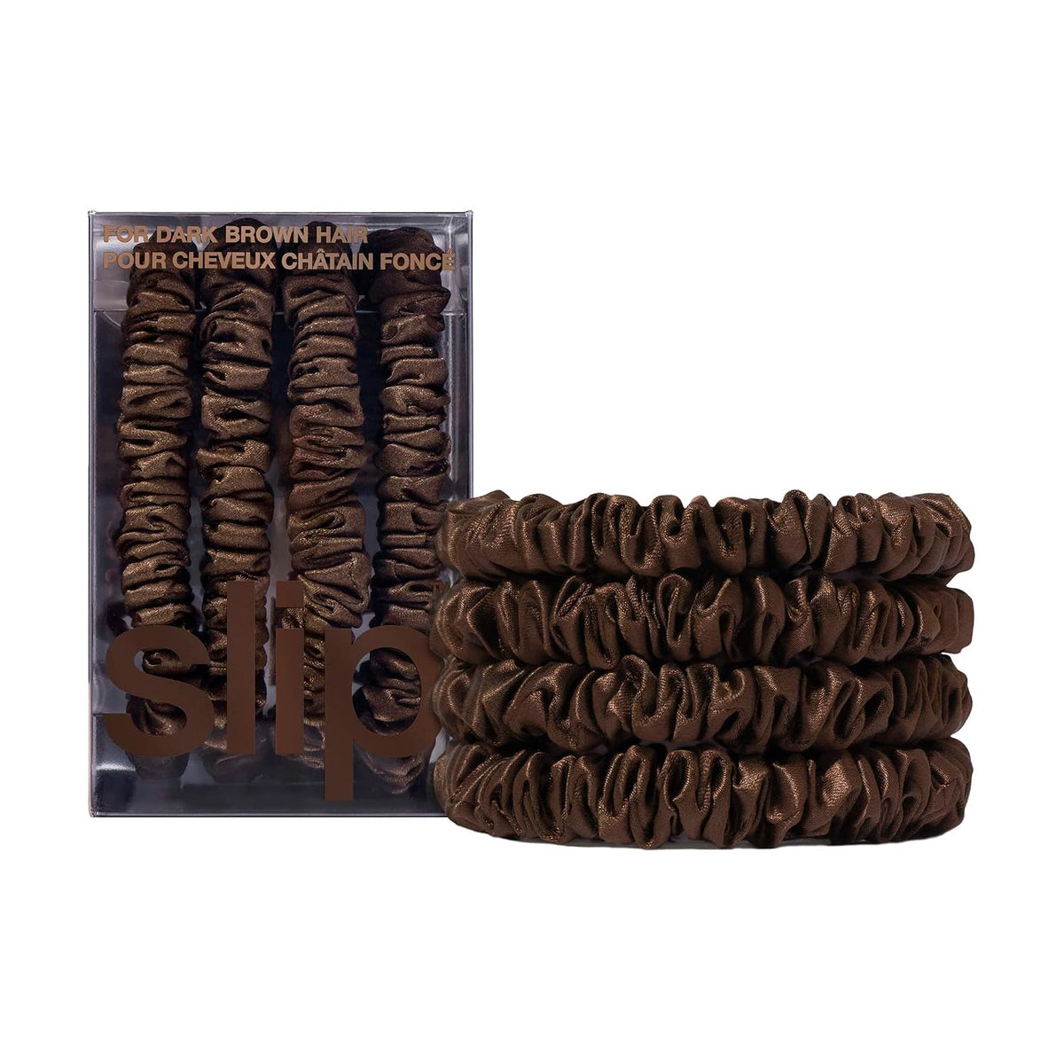 Slip Skinny Scrunchies - Dark Brown Set of 4