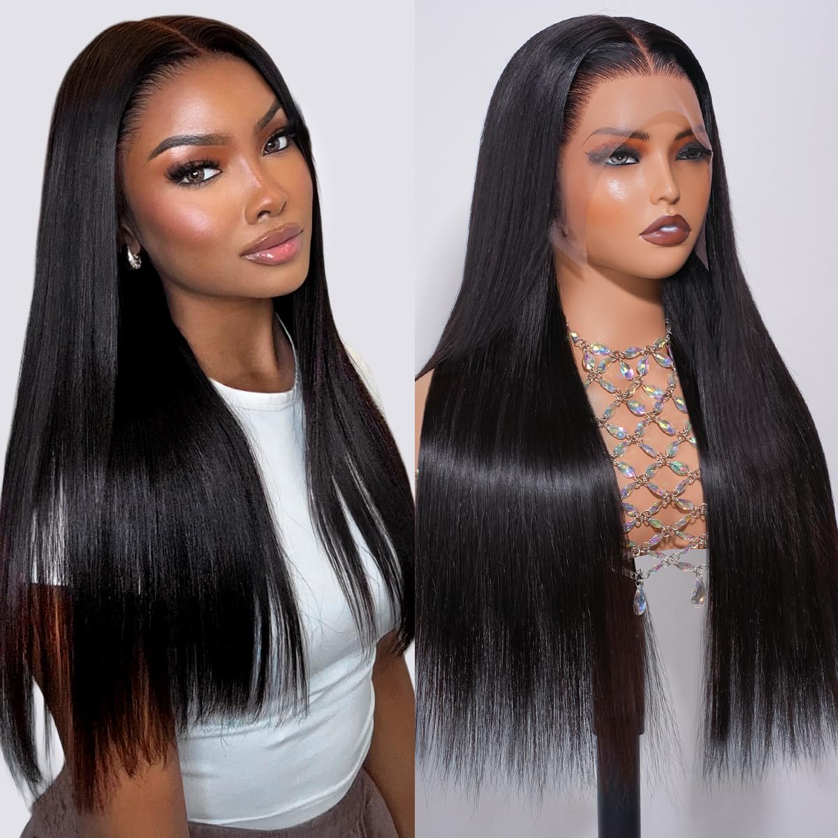 Hermosa 24 Inch Straight 13x6 HD Lace Front Wig | Unprocessed Brazilian Human Hair, 180% Density