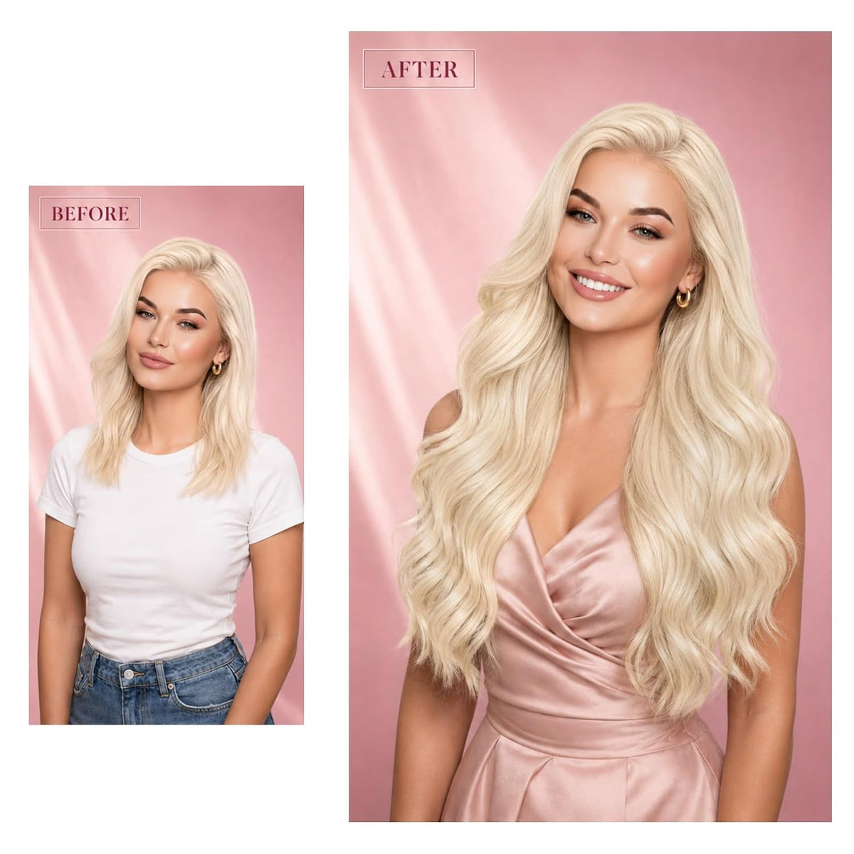 Ve Sunny Clip-In Hair Extensions | Remy Human Hair, #60 Platinum Blonde, 20 Inch 120g