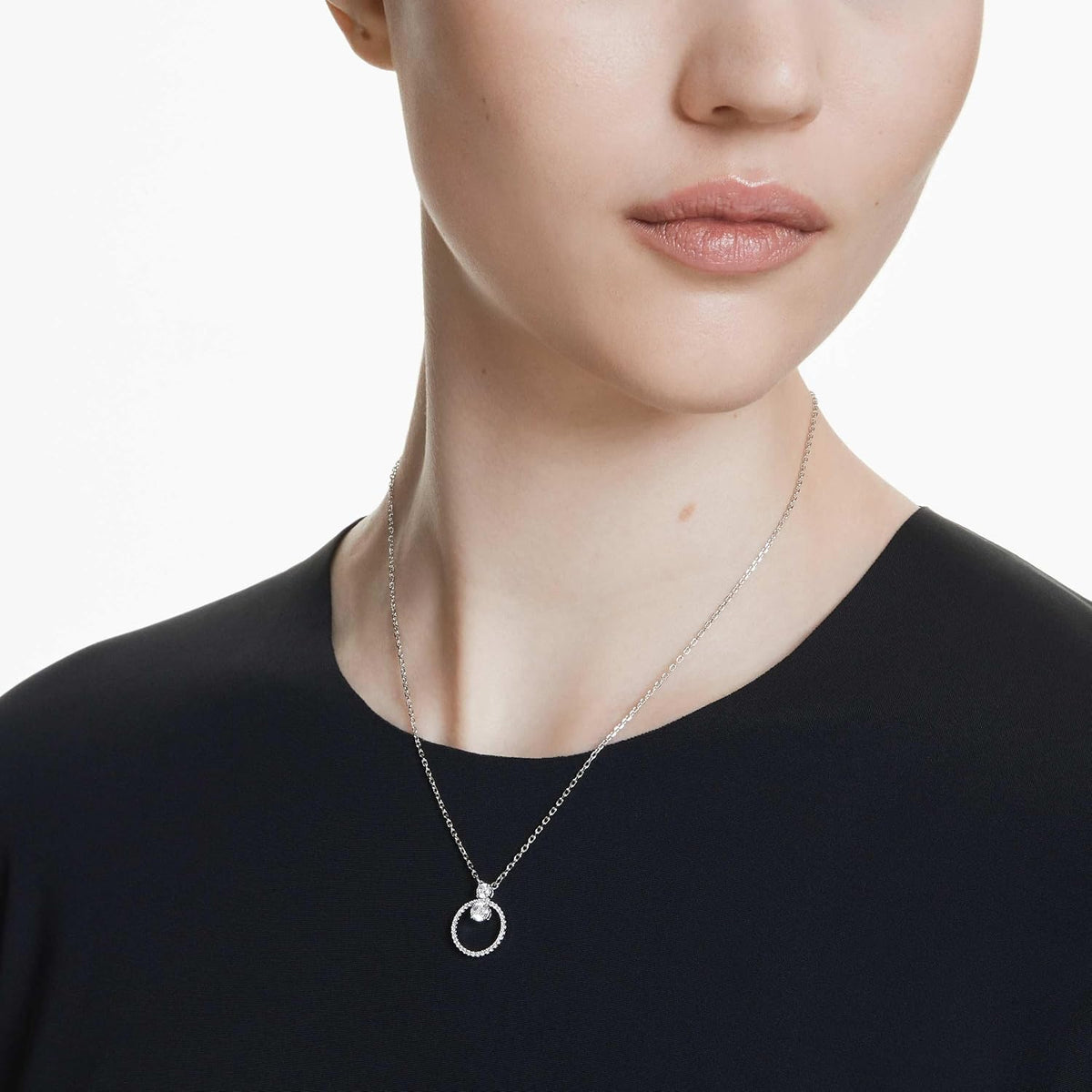 Swarovski Constella Circle Pendant Necklace | Rhodium-Plated