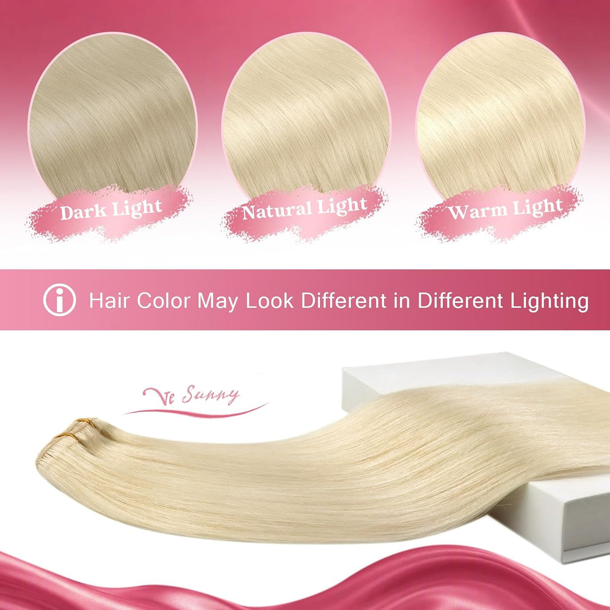 Ve Sunny Clip-In Hair Extensions | Remy Human Hair, #60 Platinum Blonde, 20 Inch 120g