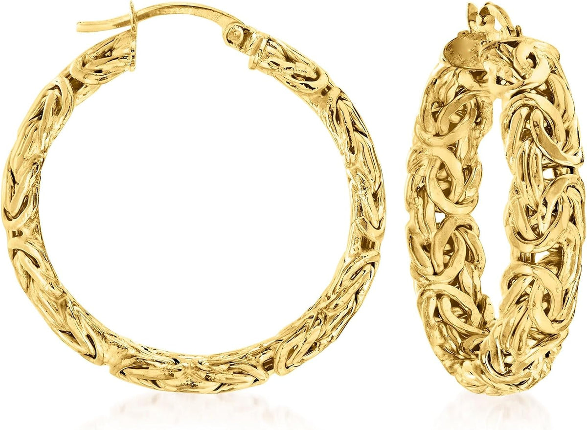 Ross-Simons 18K Gold Over Sterling Byzantine Hoop Earrings | 1.25 Inch