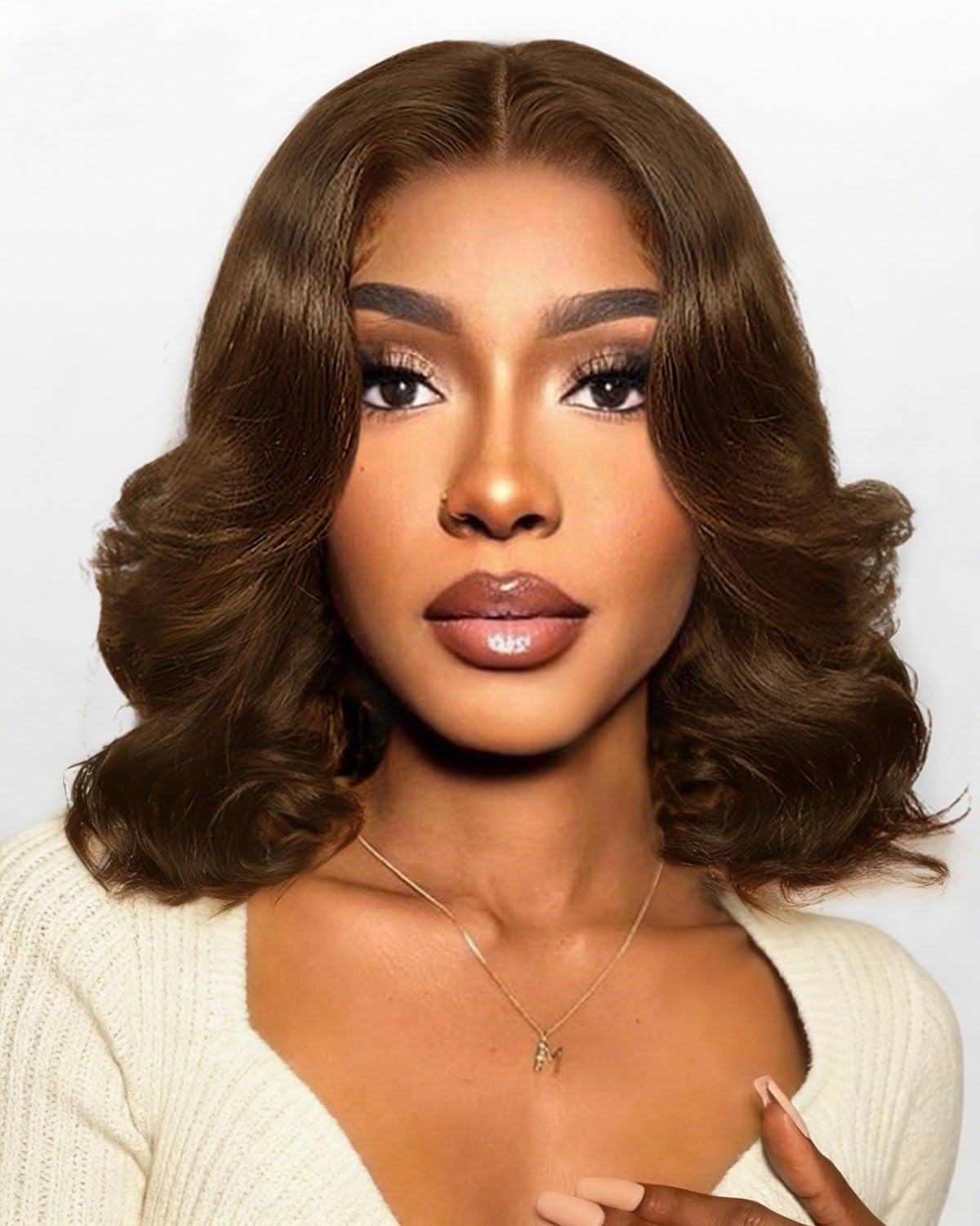Beluck 14" Face-Framing Brown Bob Wig | 6x6 HD Lace, 250% Density