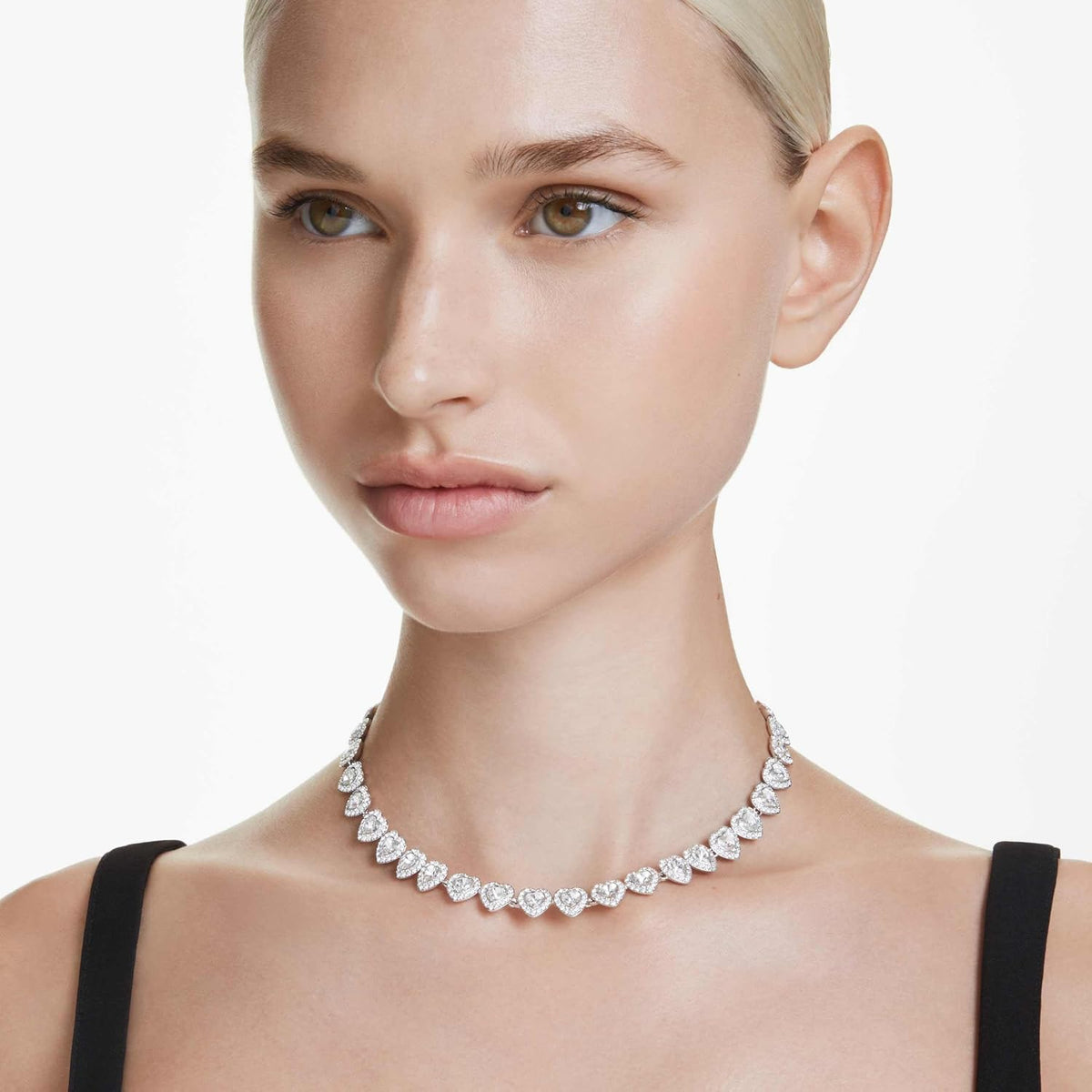 Swarovski x Ariana Grande All-Around Heart Necklace | Rhodium Finish
