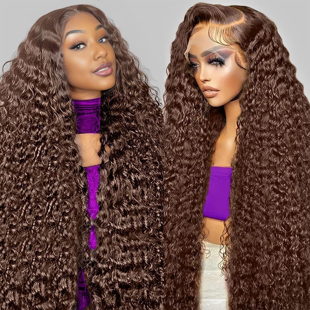 30 Inch Chocolate Brown Deep Wave 13x6 HD Lace Front Wig | 200% Density
