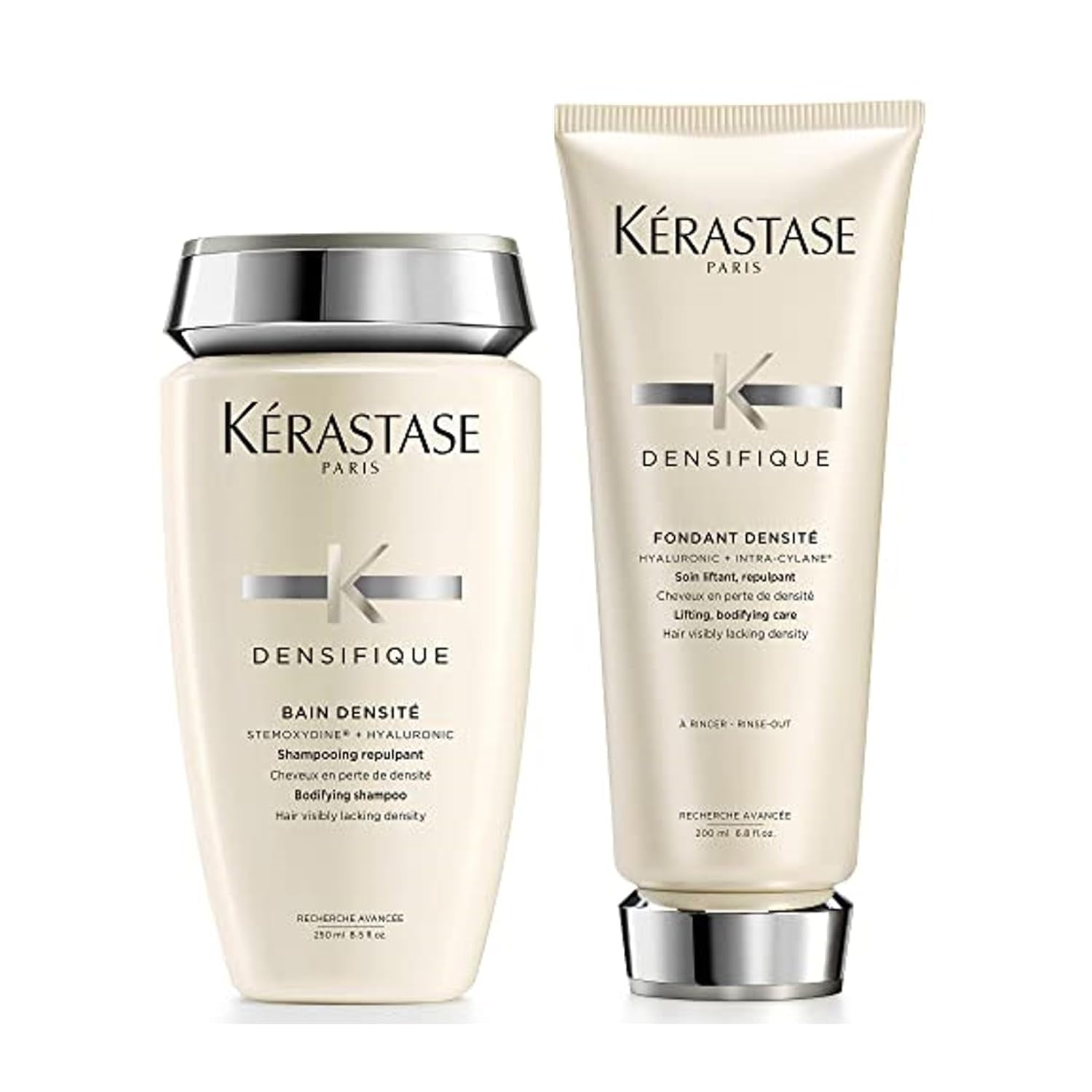Kerastase Densifique Densité Shampoo & Conditioner Set for Fine, Thin and Thinning Hair - Thickens, Strengthens, Removes Build-Up and Adds Shine with Hyaluronic Acid