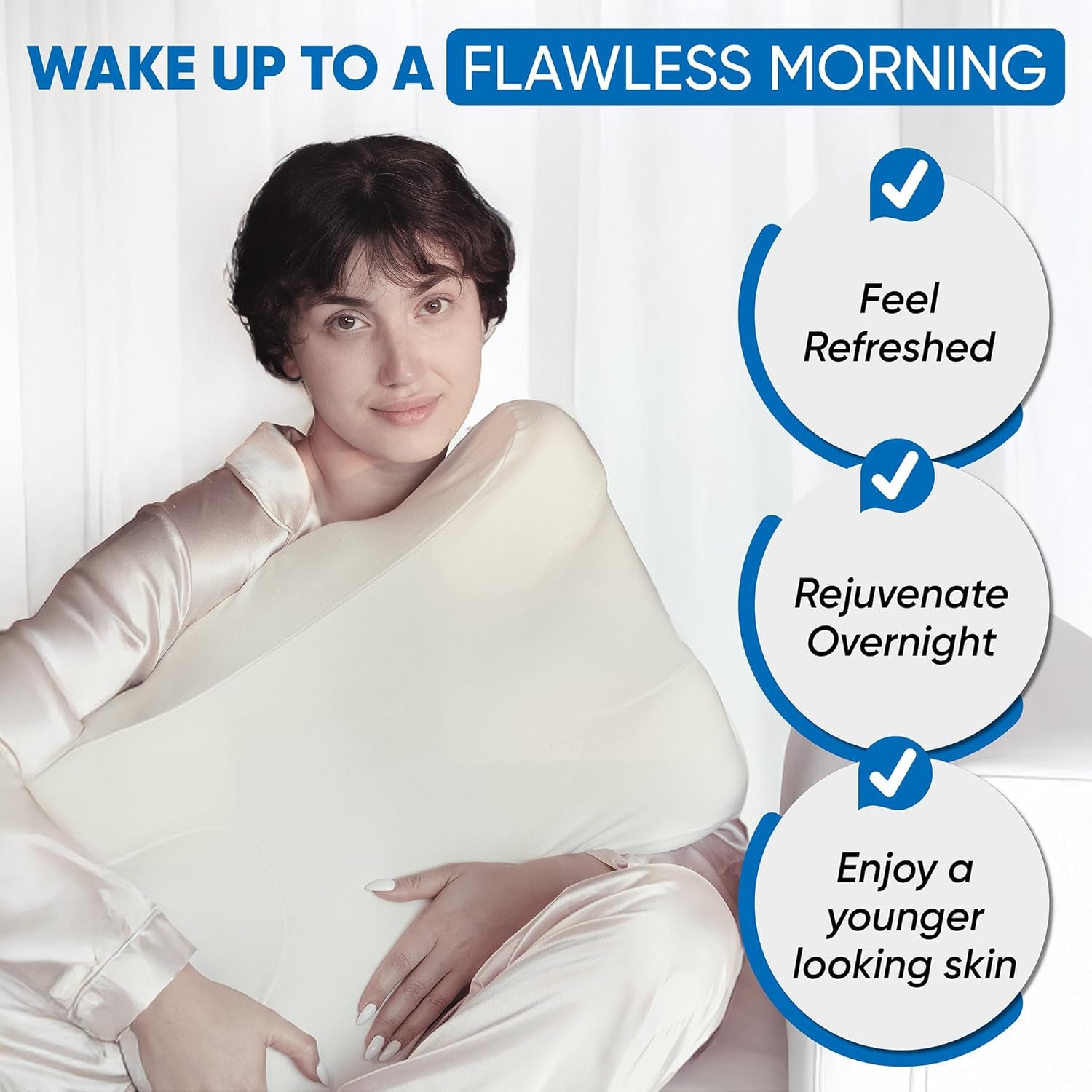 Flawless Face Beauty Pillow Anti Aging Memory Foam Cervical Pillow with Bamboo Pillowcase