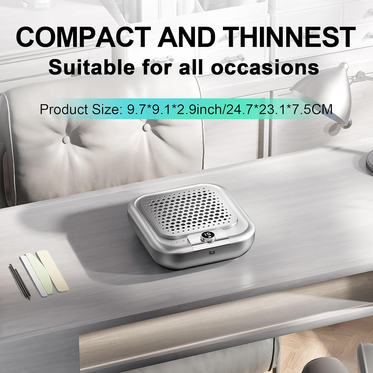 Rechargeable Nail Dust Collector for Acrylic Nails, 10-Gear Professional Nail Vacuum Duster Extractor Cleaner with 2 Reusable Filters for Salon Use,Powerful