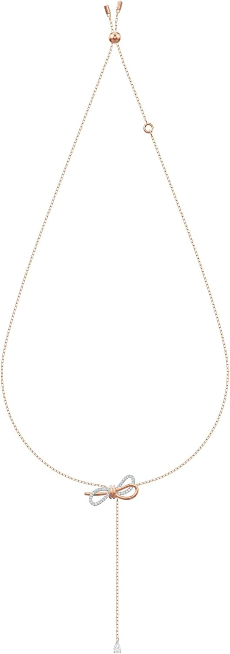 Lifelong Bow Necklace and Bracelet Jewelry Collection, Clear Crystals, Rhodium Finish