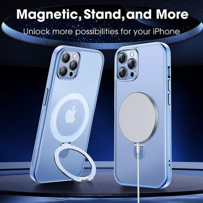 Designed for Iphone 13 Pro Max Case with Magnetic Invisible Stand Military Drop Protection Compatible with Magsafe Shockproof Matte Phone Case for Iphone 13 Pro Max 6.7 Inch 2021, Blue