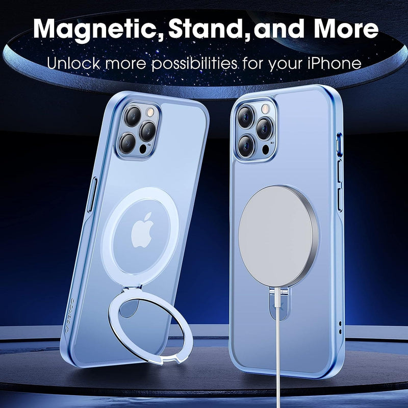 Designed for Iphone 13 Pro Max Case with Magnetic Invisible Stand Military Drop Protection Compatible with Magsafe Shockproof Matte Phone Case for Iphone 13 Pro Max 6.7 Inch 2021, Blue
