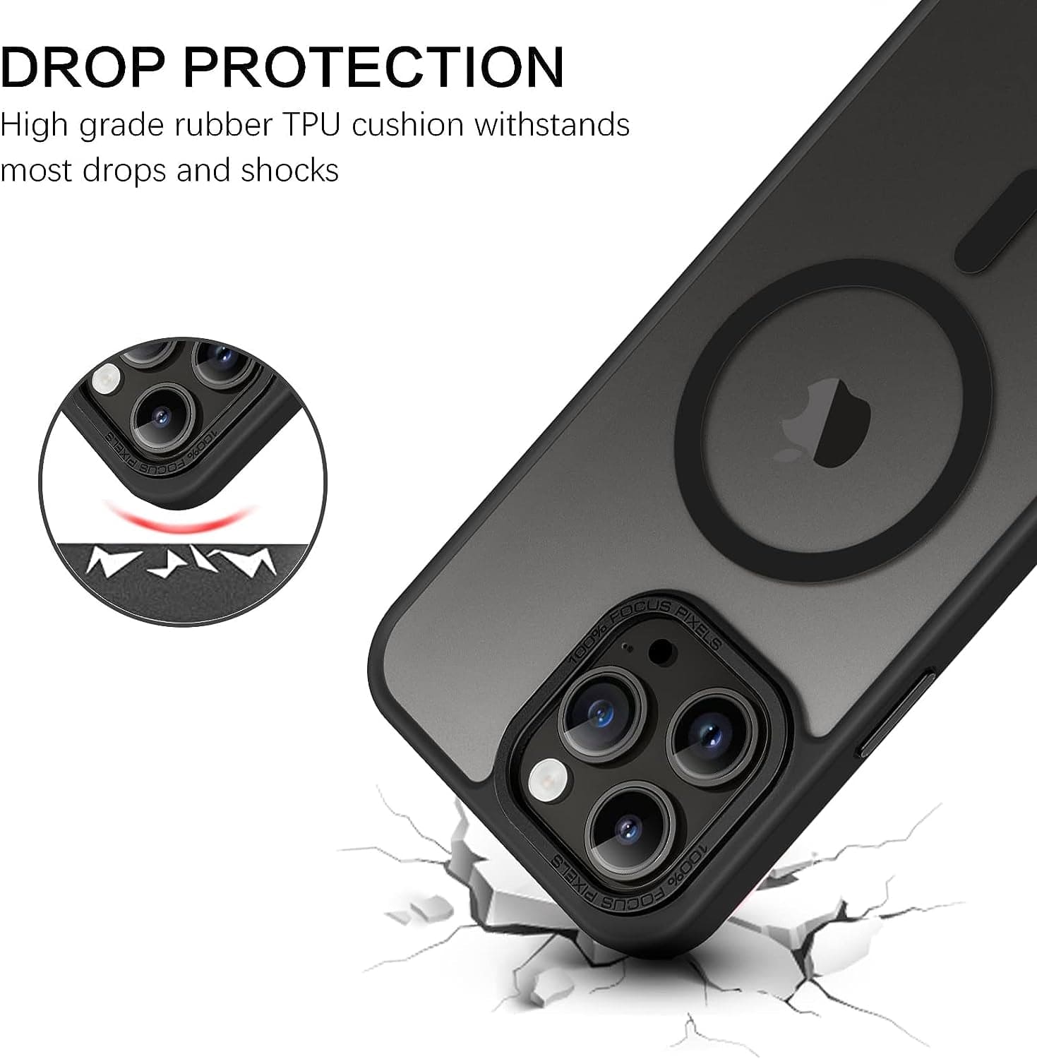 for Iphone 13 Pro Max Phone Case,Iphone 13 Pro Max Magnetic Case [Compatible with Magsafe] Translucent Matte Shockproof Women Men Girl Protective Case Cover for Iphone 13 Pro Max 6.7",Black