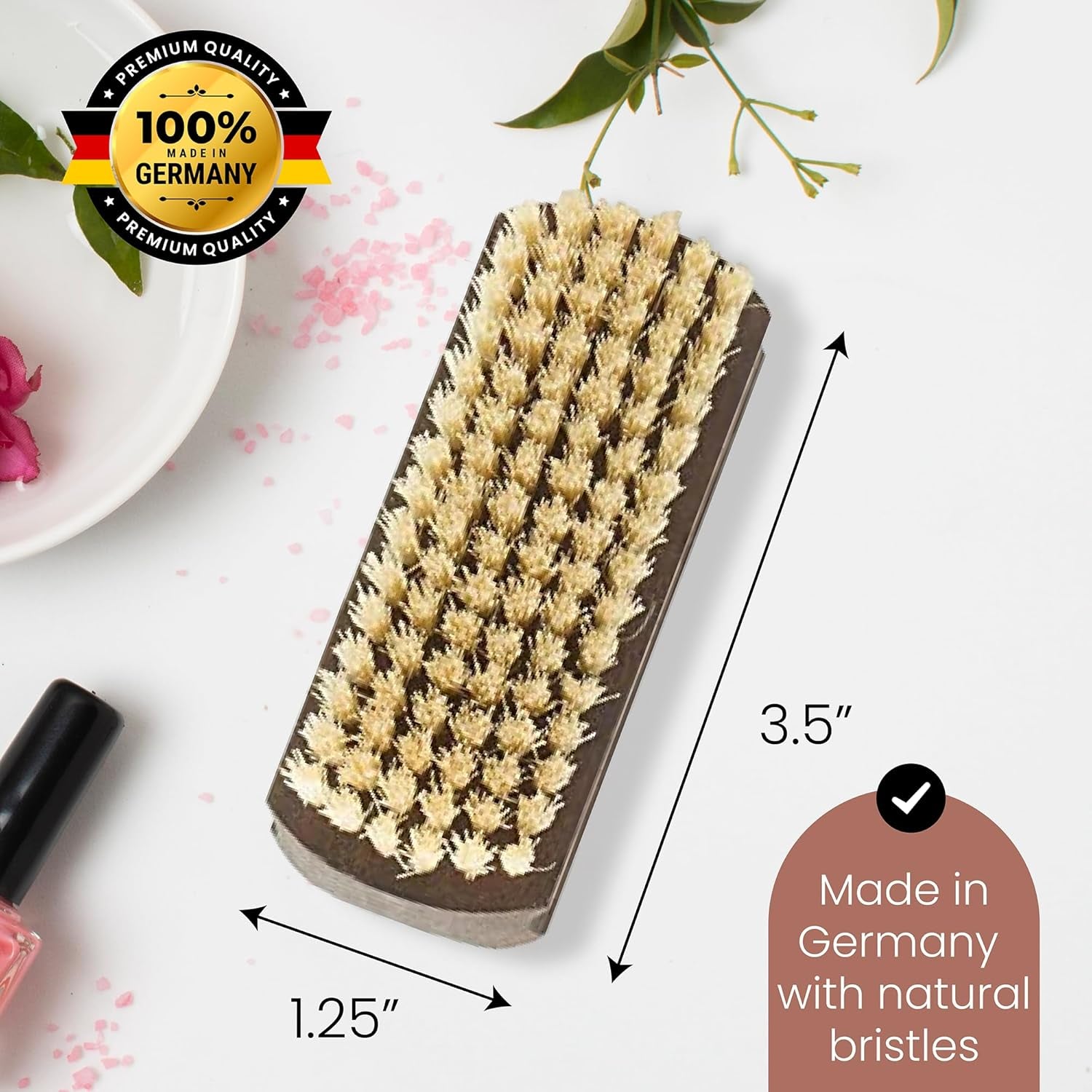 Since 1869 Hand Made in Germany Thermo Beech Wood Light Bristle Nail and Hand Brush