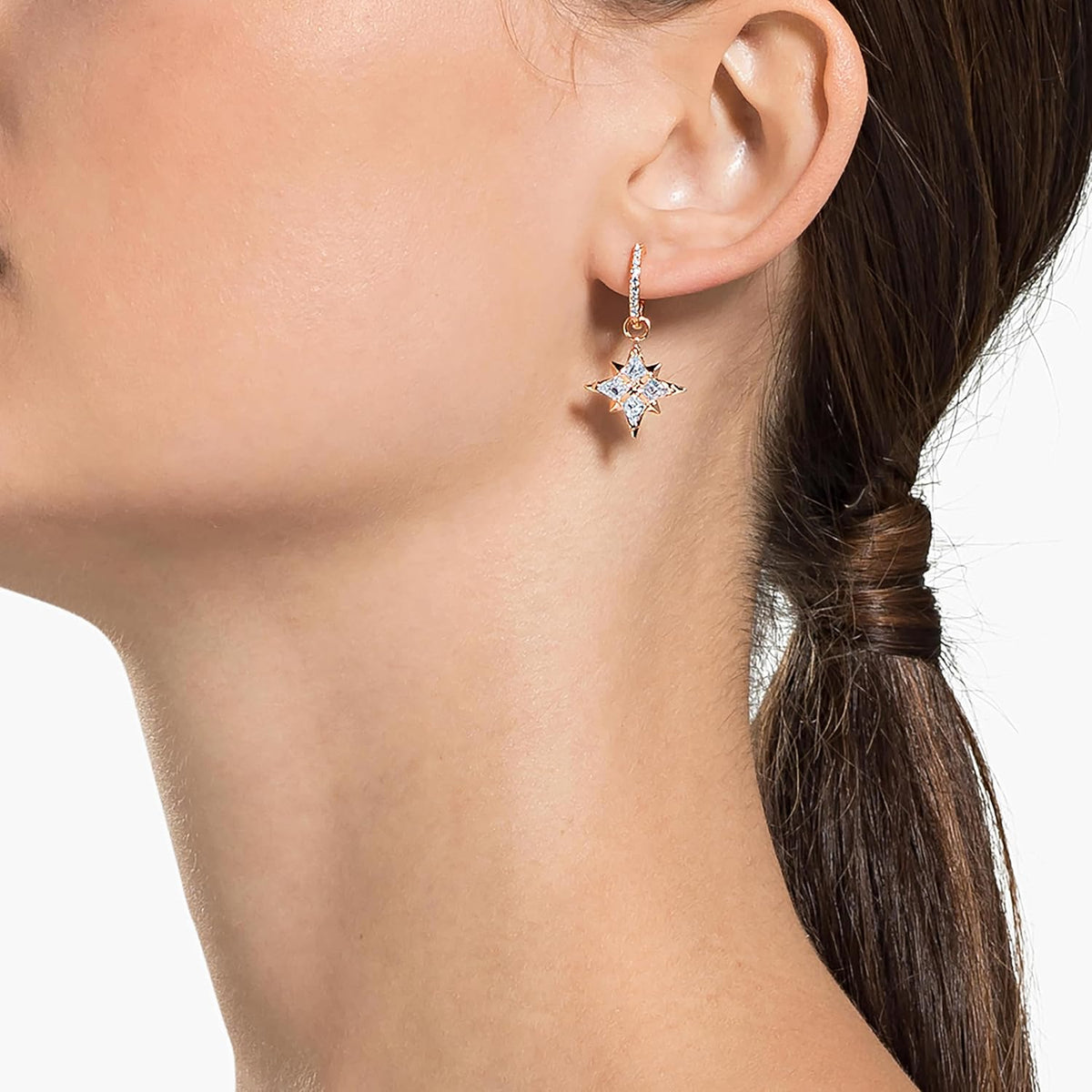 Swarovski Symbolic Star Mini Hoop Earrings | Rose Gold-Tone