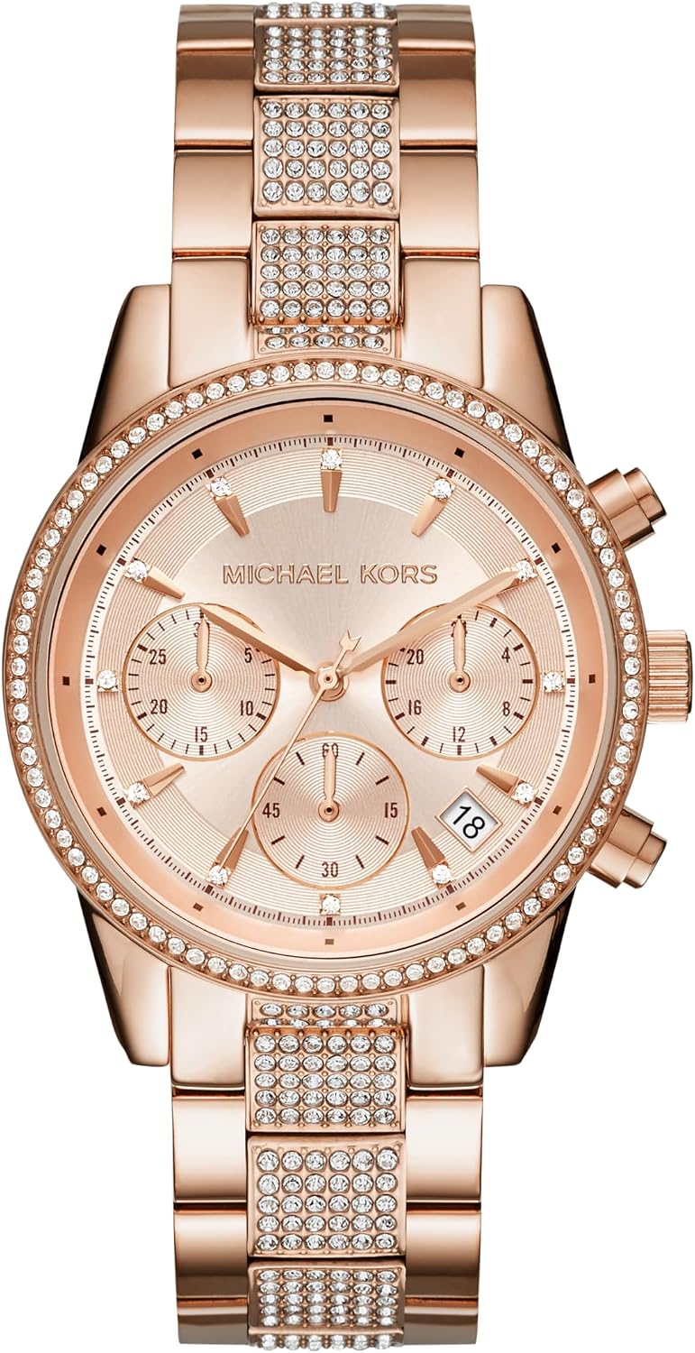 Michael Kors Pavé Chronograph Watch | Rose Gold-Tone, 37mm