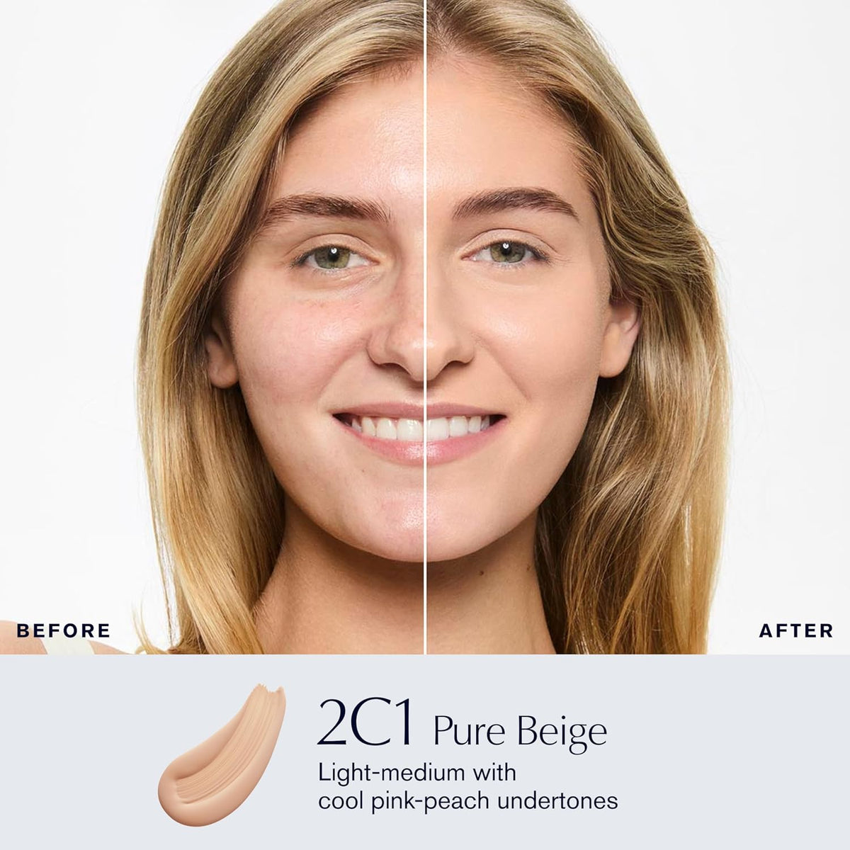 Double Wear 2C1 Pure Beige before and after