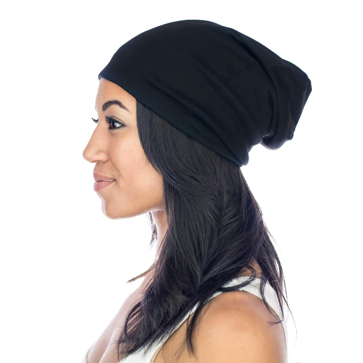 Grace Eleyae Satin-Lined Slap Cap, Black