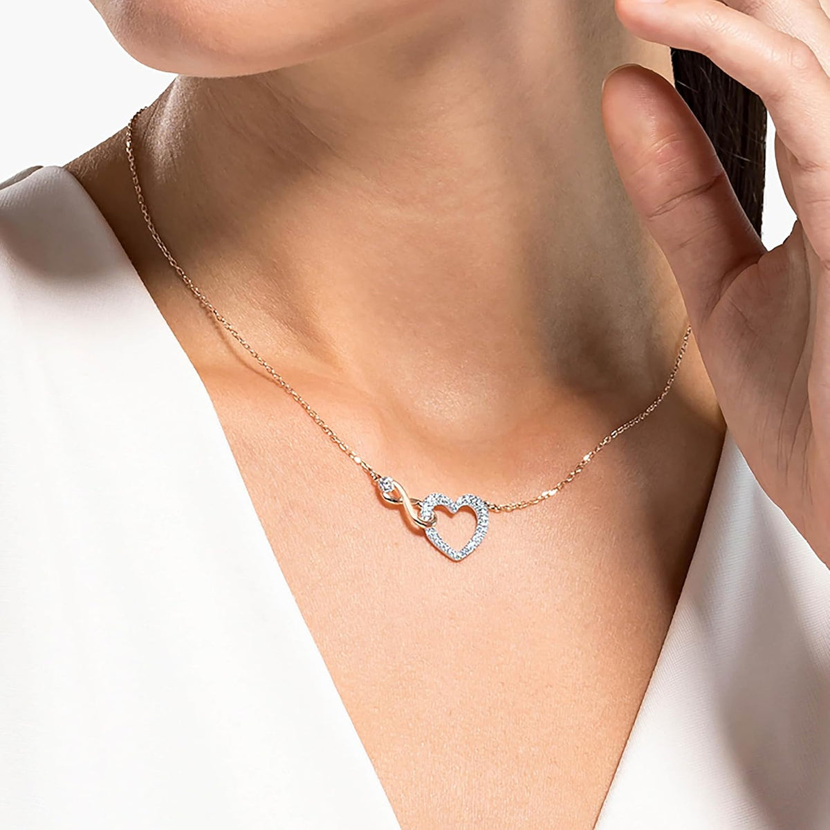 Swarovski Infinity Heart Pendant Necklace | Mixed Metal Finish