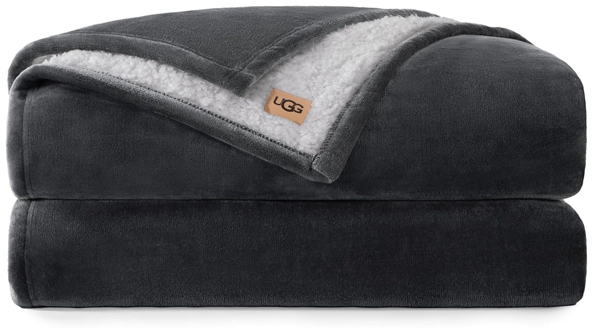 UGG Nita Reversible Plush Blanket - Full/Queen Grey