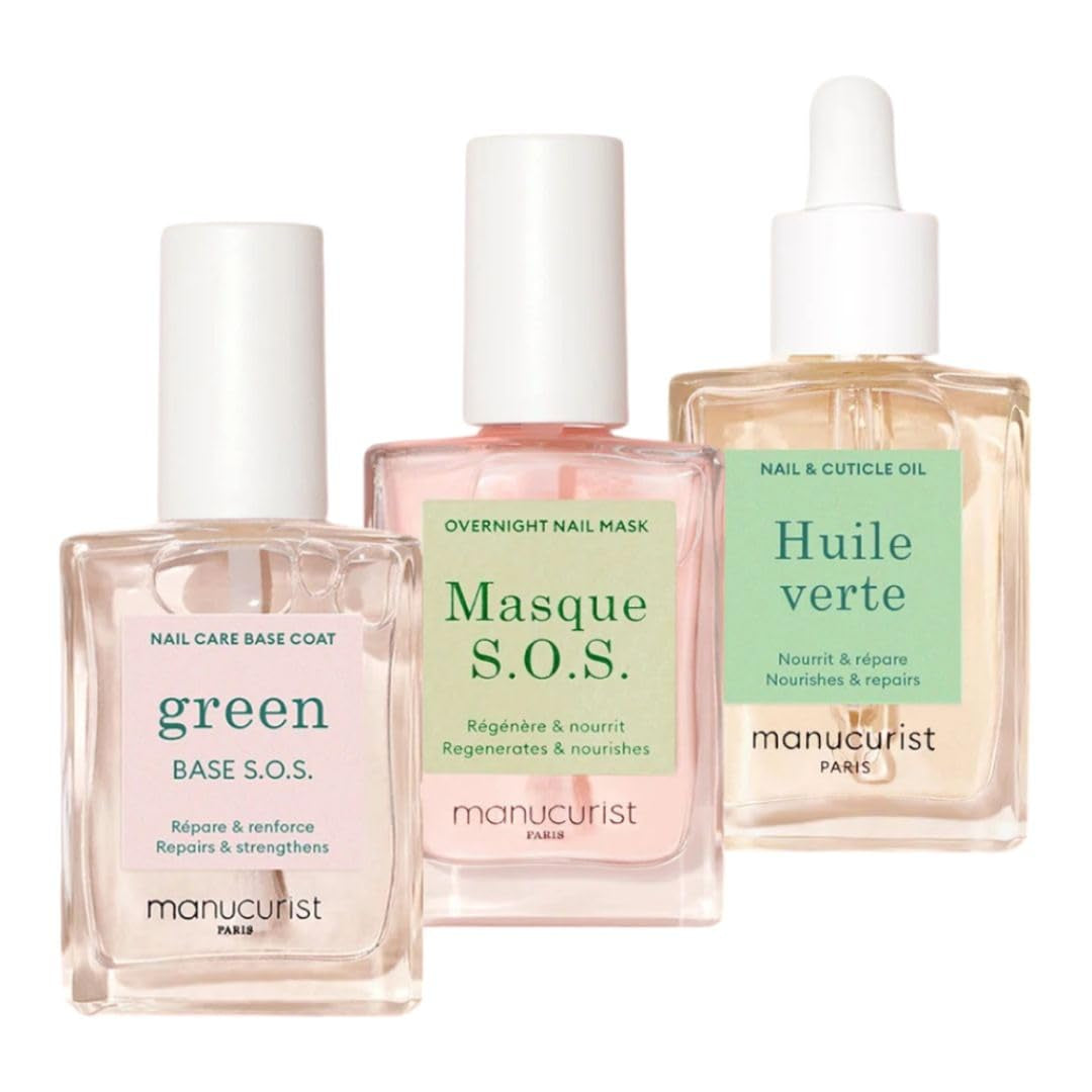 Rescue Kit - Nail Care Kit - Nail Repair for Damaged Nails : 1 Strengthening Base Coat, 1 Night Mask for Nails, 1 Nail Cuticle Oil - Nail Strengthener for Damaged Nails - Nail Growth