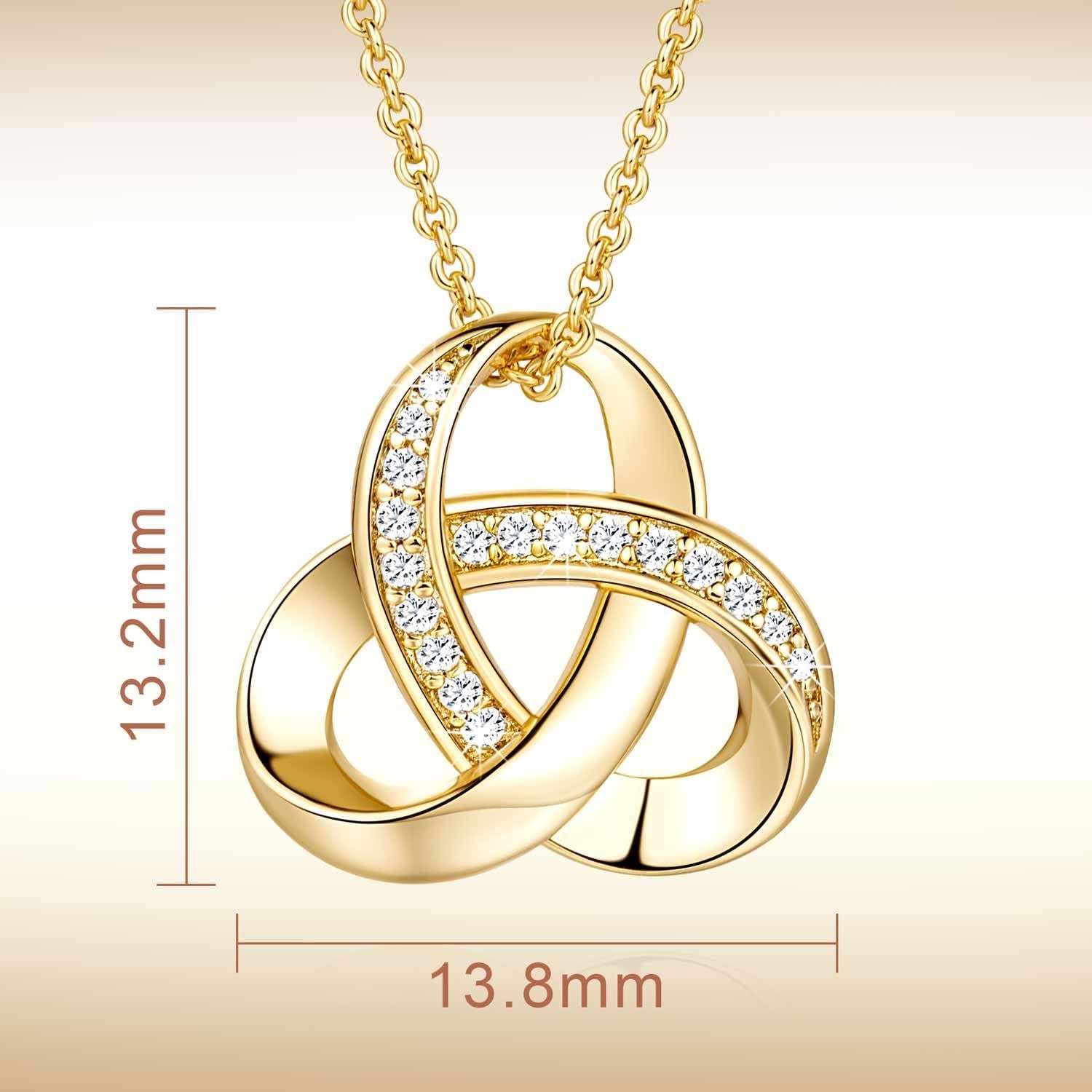 14K Gold Necklaces for Women Trendy Love Knot Infinity Interlocking Knot Necklaces Pendant Necklace for Women Diamond Necklace Adjustable in Length 18In