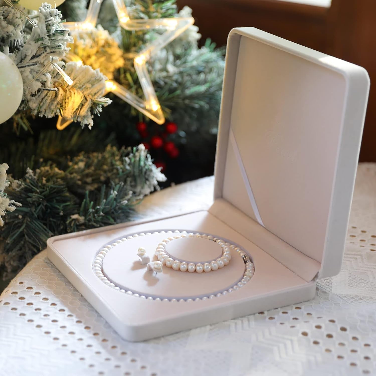 Freshwater Cultured Pearl Necklace Set - Real Pearl Necklace Set Includes Stunning Bracelet and Stud Earrings Jewelry Set for Women