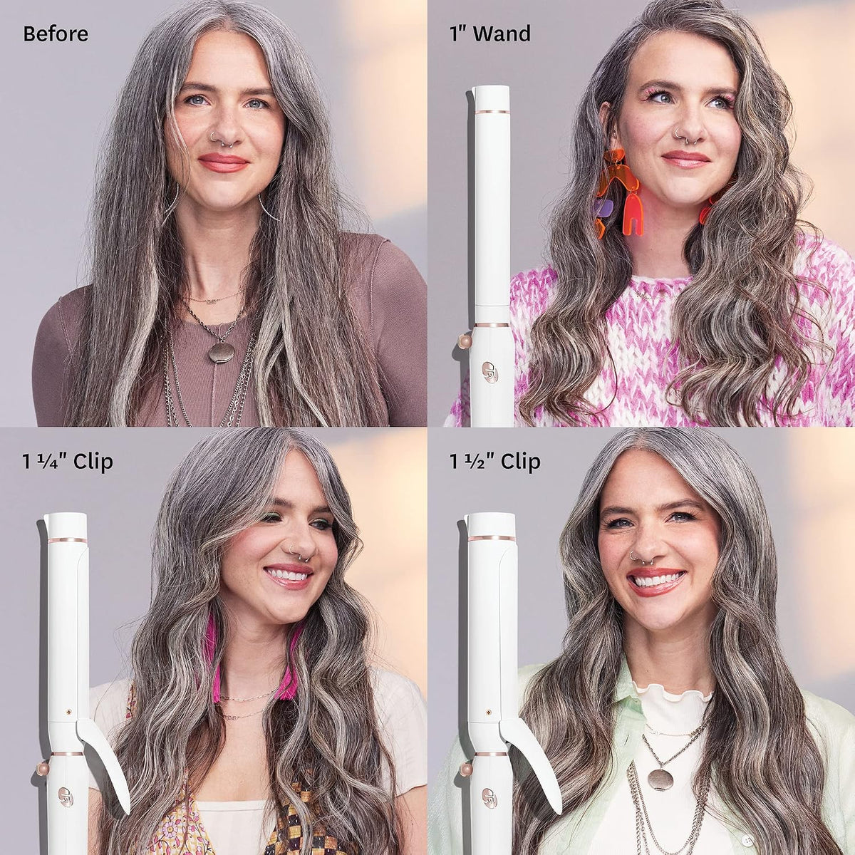 T3 Switch Kit Interchangeable Curling Iron | 3 Ceramic Barrels, White/Rose Gold