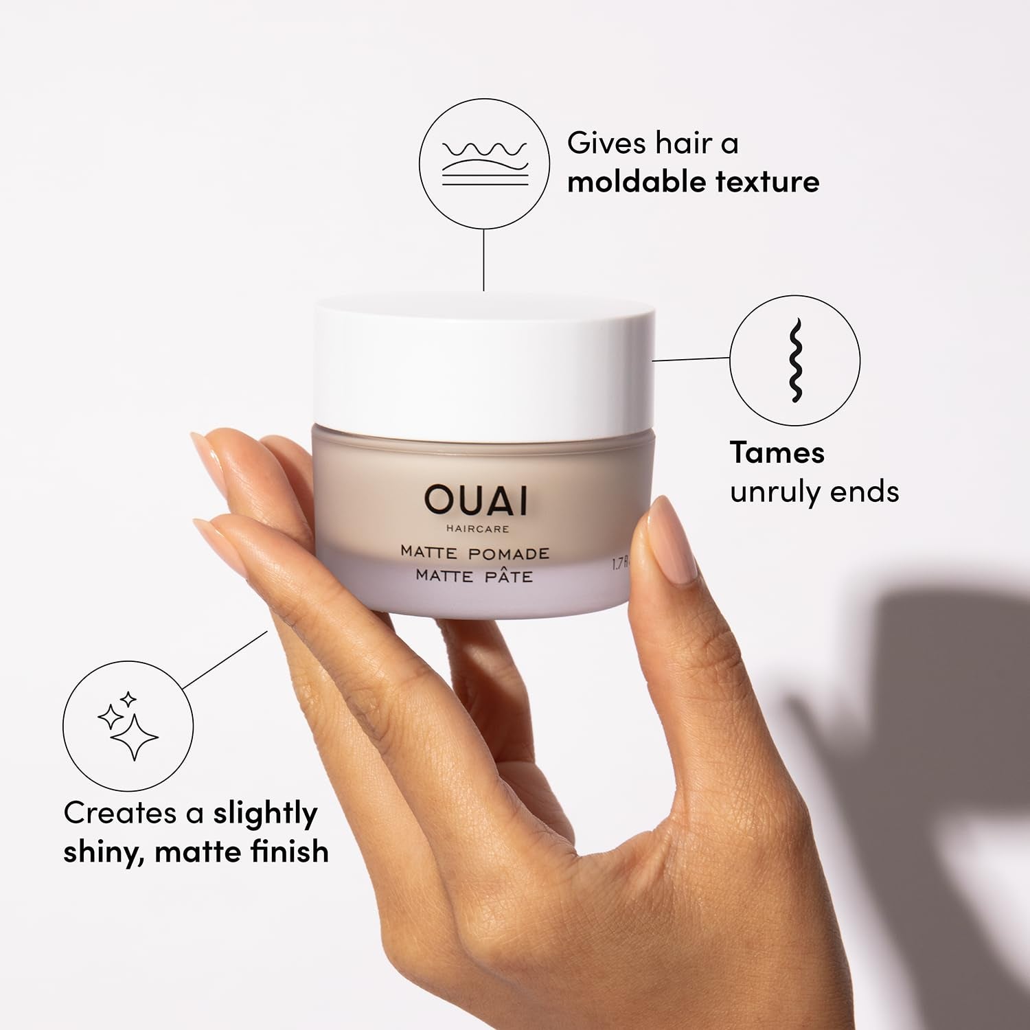 Matte Hair Pomade - Styling Paste for Moldable Hold, Texture, Separation & Frizz Control - Leaves Matte Finish for Cool yet Casual Hair - Paraben Free Hair Styling Products (1.7 Oz)