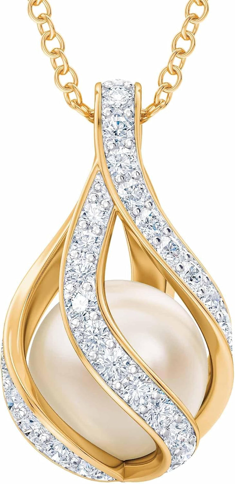Love'S Embrace Women'S Pearl & Diamond Necklace | Pearl Pendant Jewelry | Woman'S Necklaces | Genuine Diamonds | Gifts for Her #1638-0016