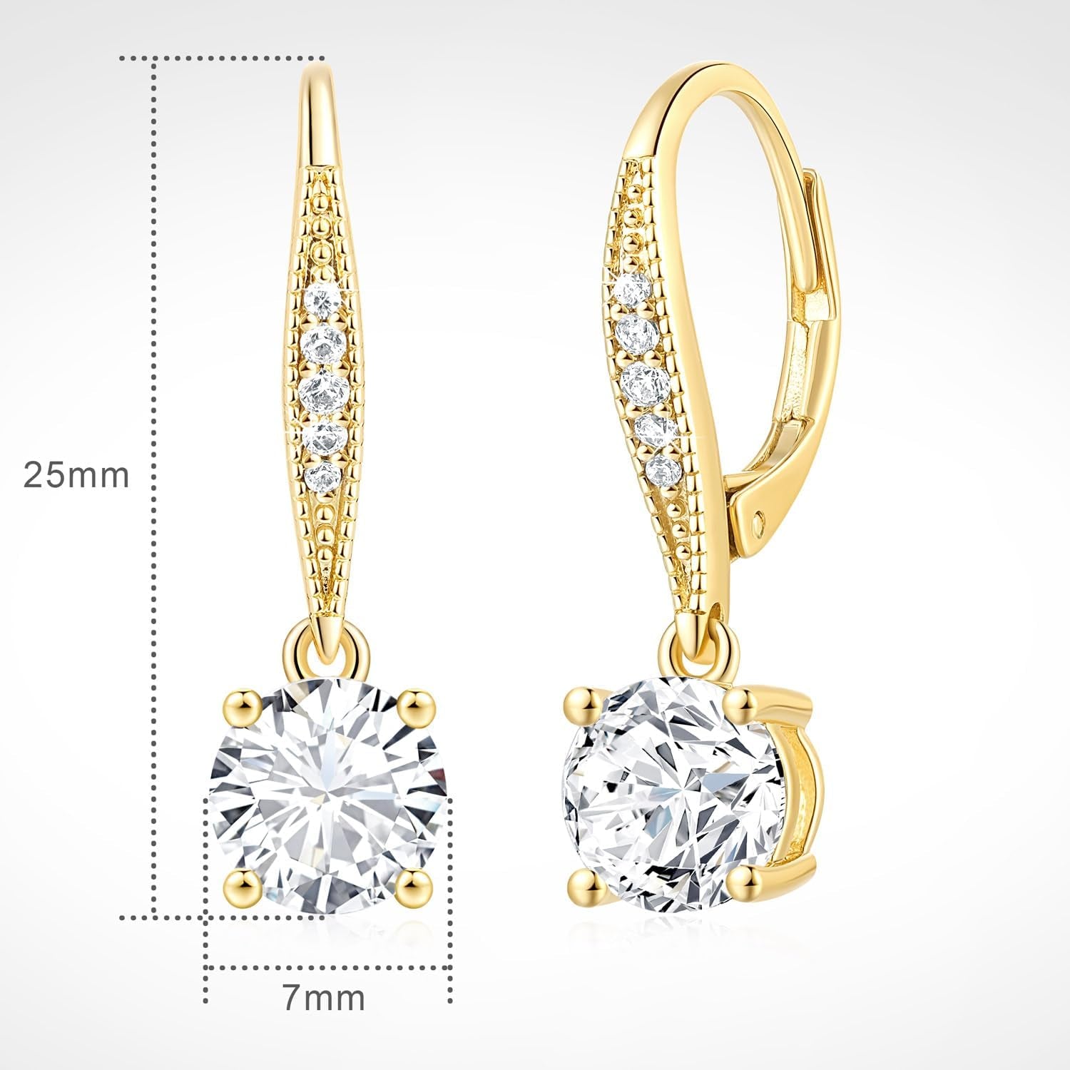 Dangle Earrings 14K Gold Drop Earrings for Women Dangle Stylish Leverback Earring with Cubic Zirconia Drop Earring a Must-Have Fashion Accessory